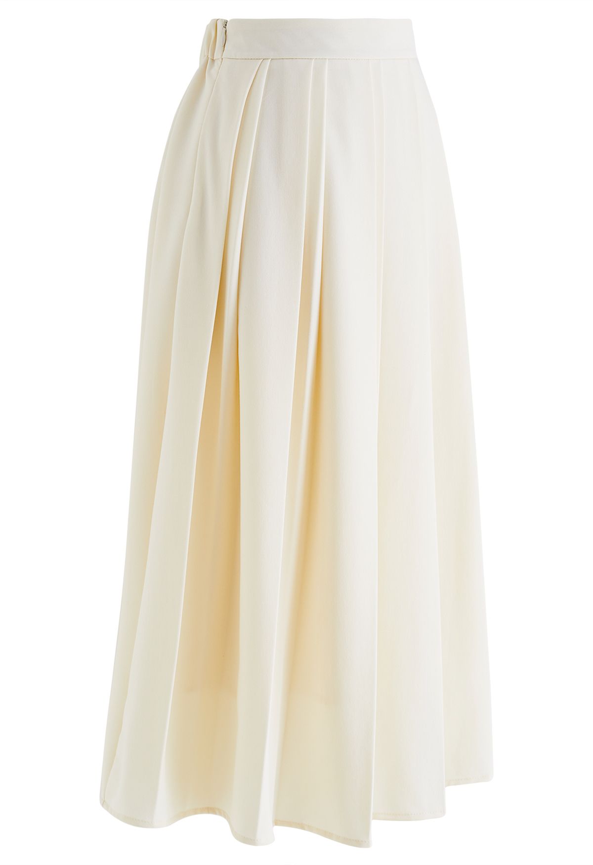 Double Pleated Midi Skirt in Cream