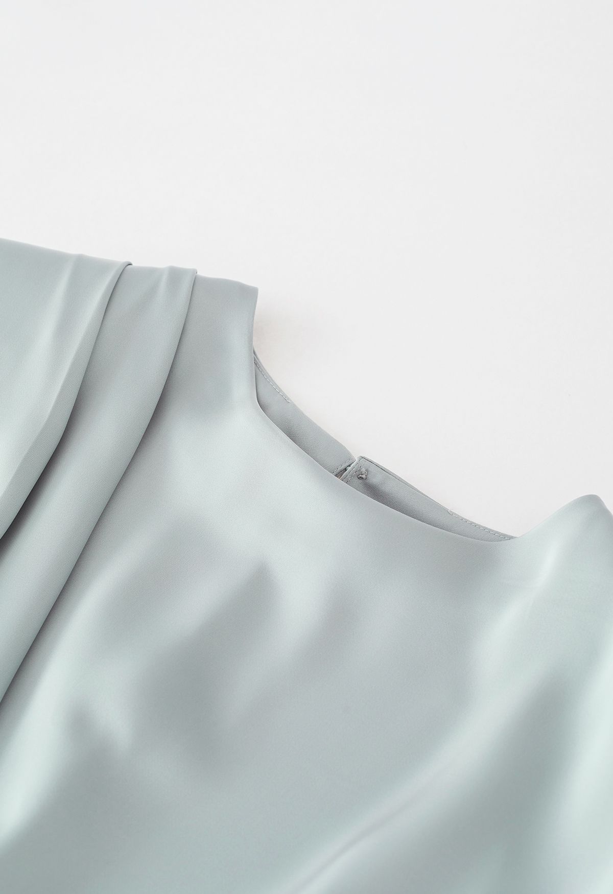 Satin Tie Back Sleeveless Top in Sage - Retro, Indie and Unique Fashion