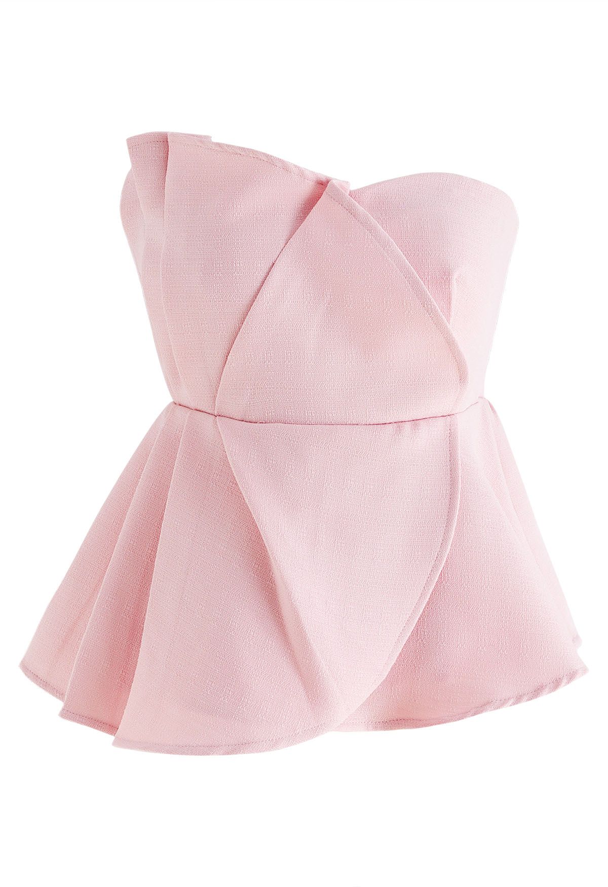 Nifty Pleated Detail Strapless Top in Pink