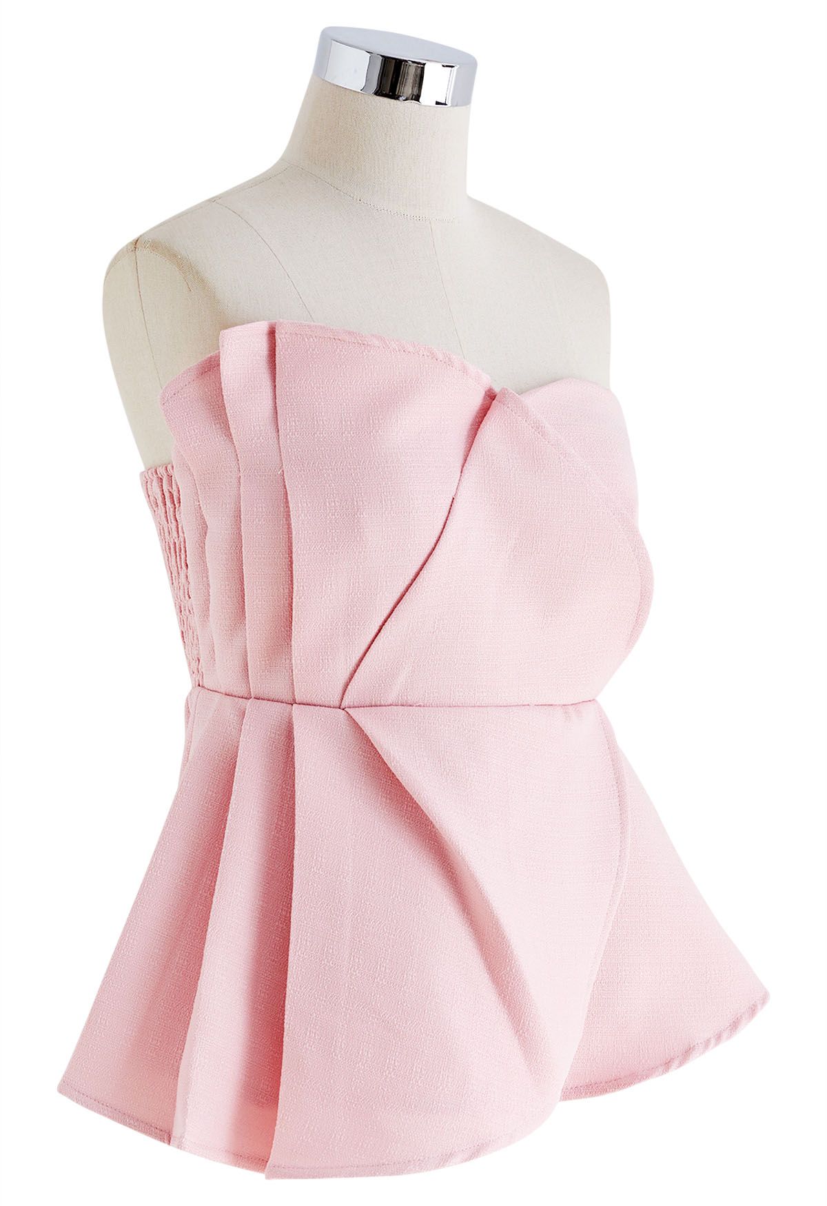 Nifty Pleated Detail Strapless Top in Pink