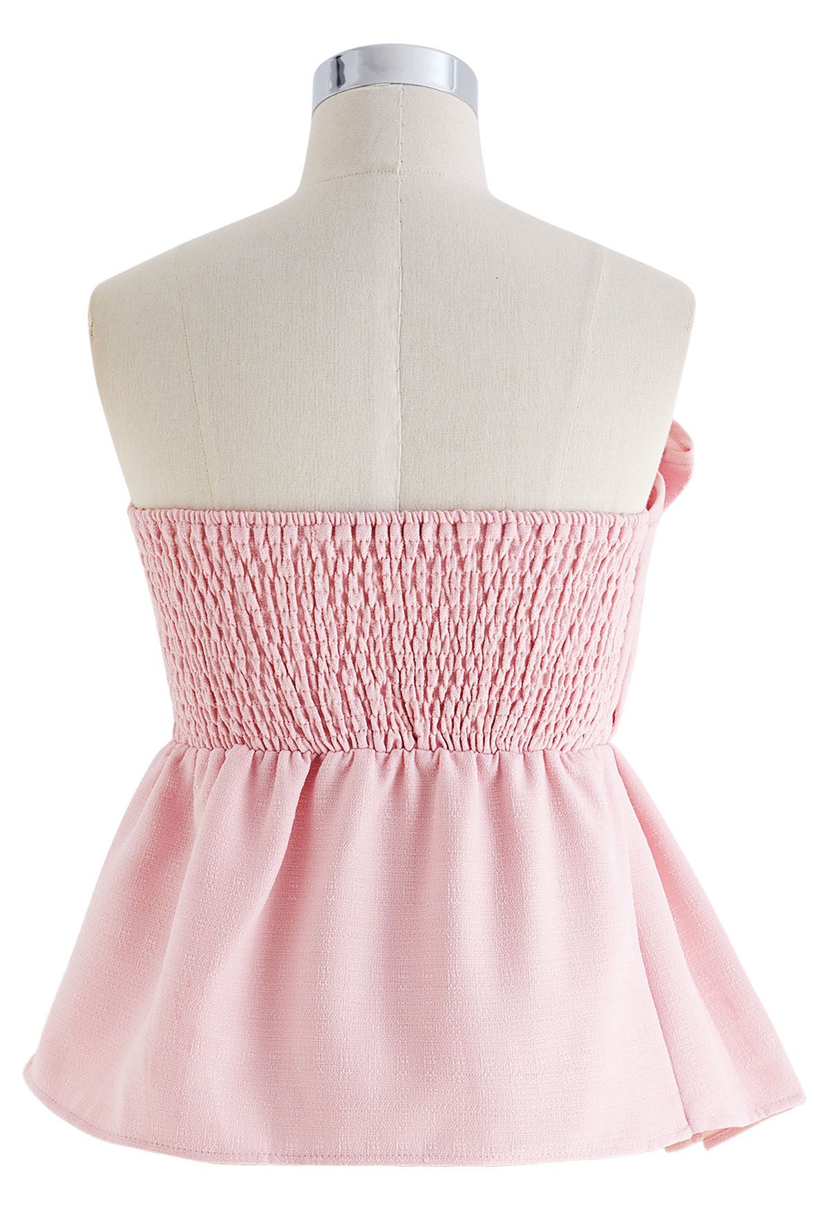 Nifty Pleated Detail Strapless Top in Pink