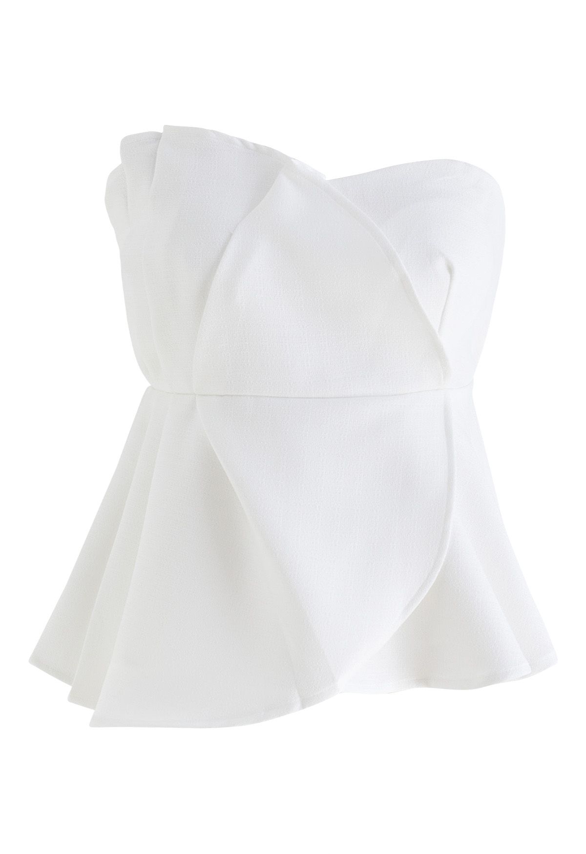 Nifty Pleated Detail Strapless Top in White