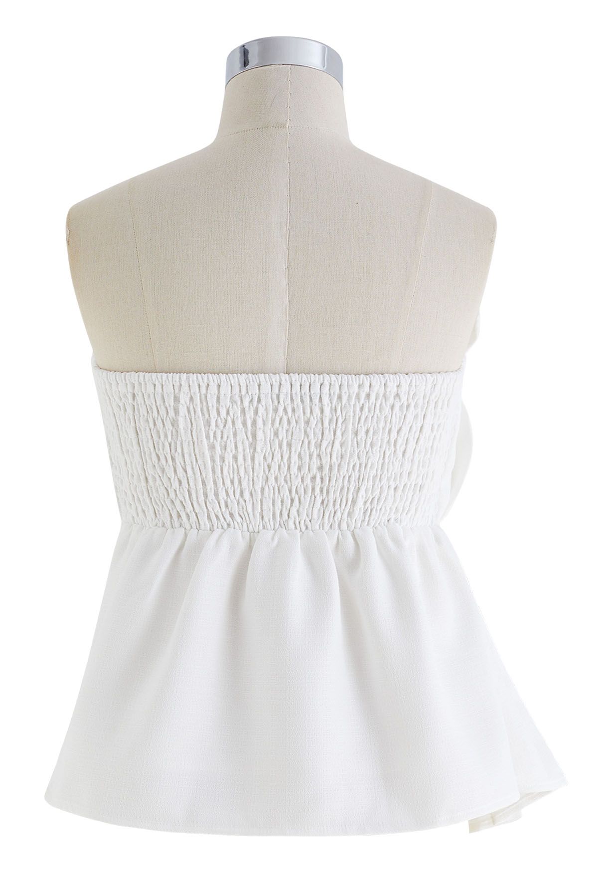 Nifty Pleated Detail Strapless Top in White