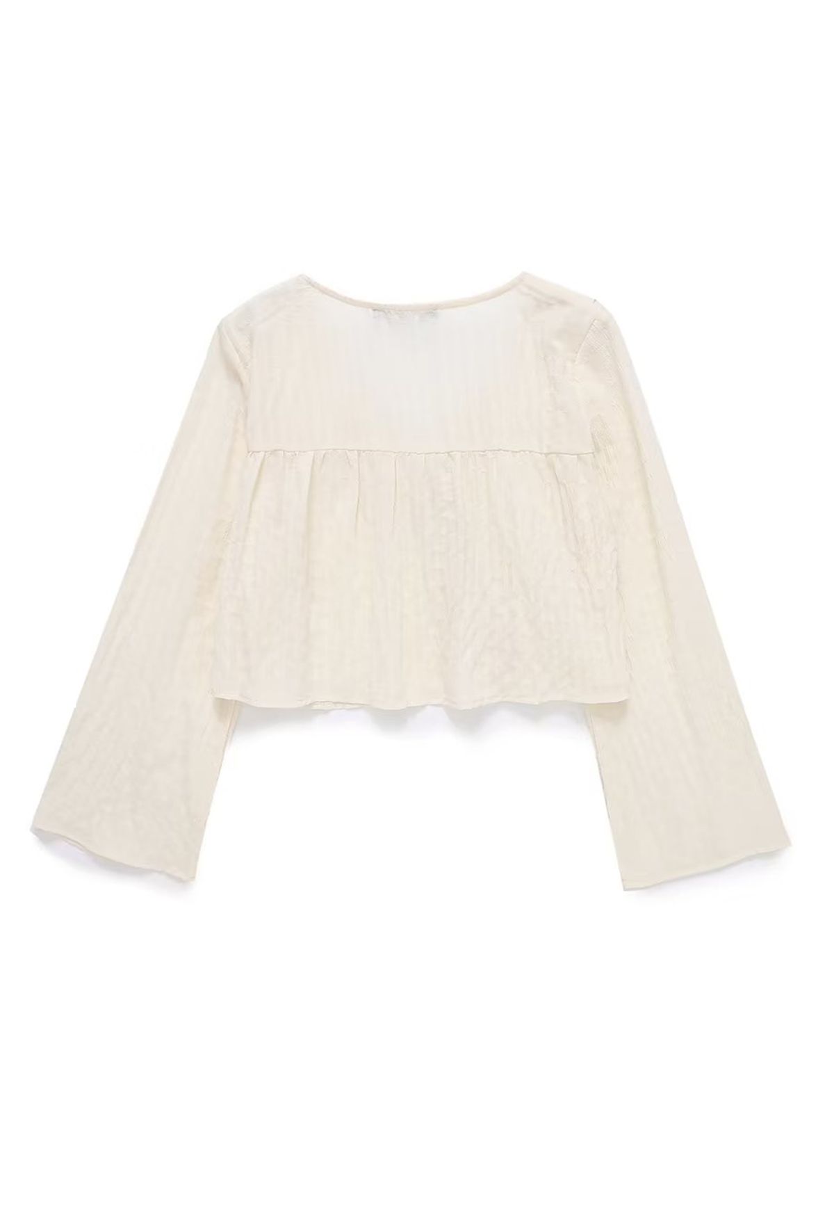 Ruffled Neckline Tie-String Crop Top