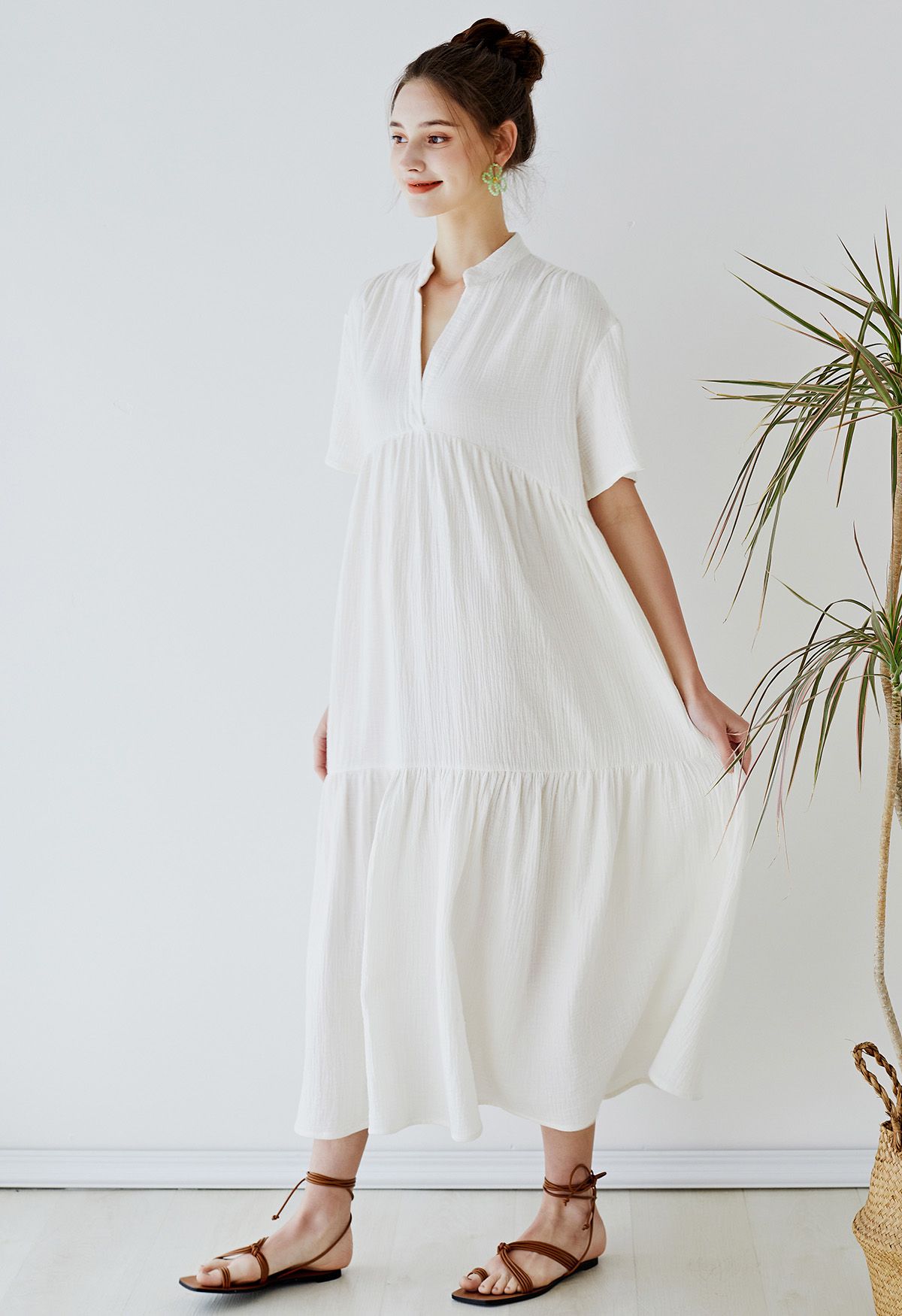 Laidback Flowy Maxi Dress in White