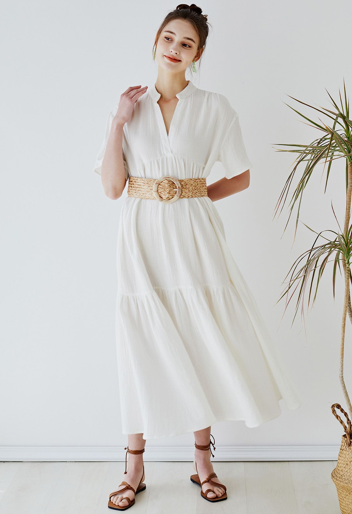 Laidback Flowy Maxi Dress in White