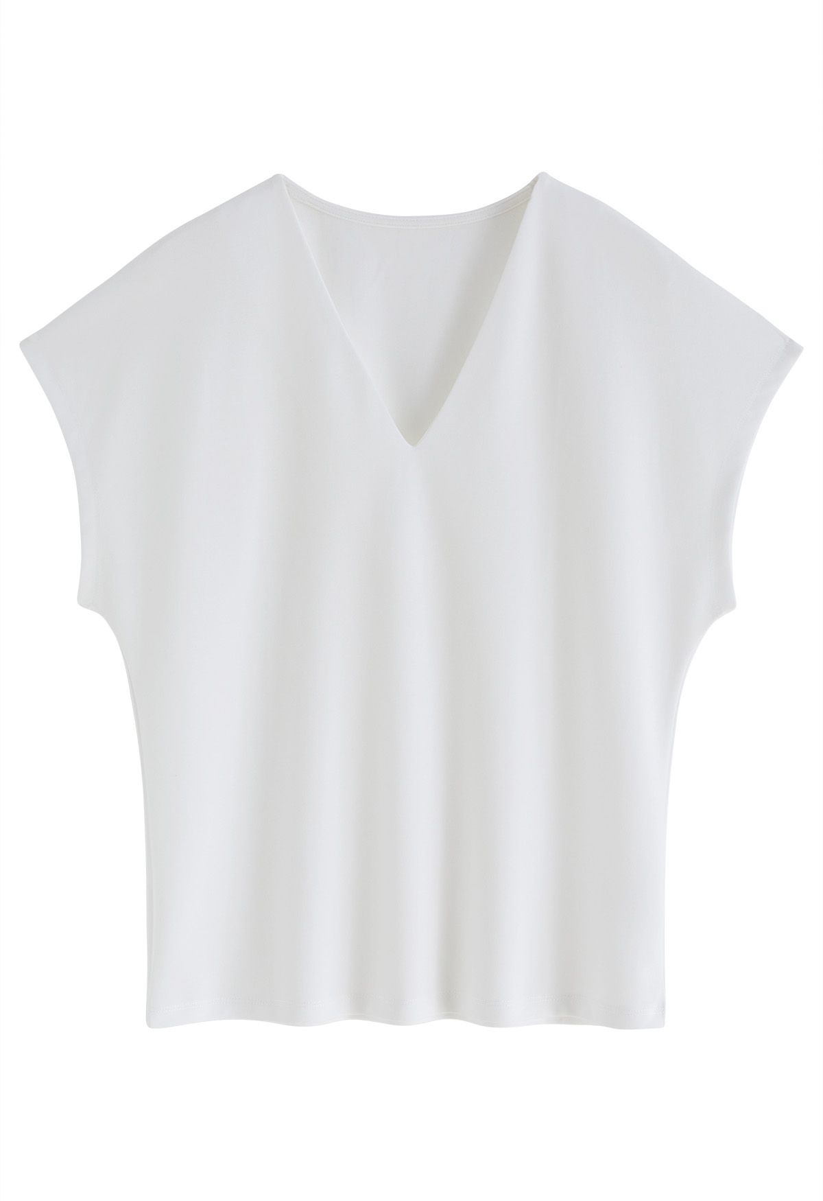 V-Neck Cotton T-Shirt in White