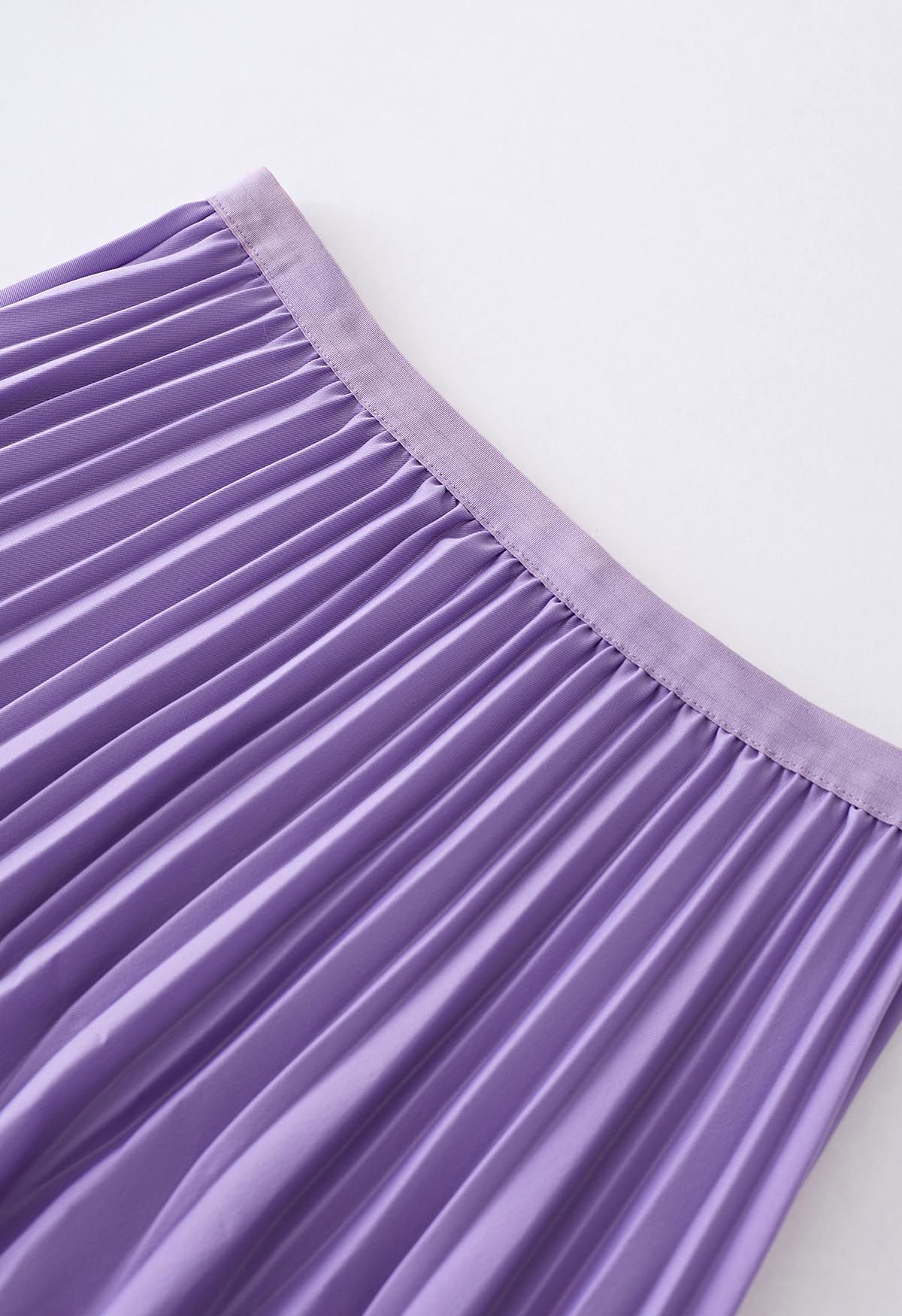 Irregular Pleated Midi Skirt in Lilac