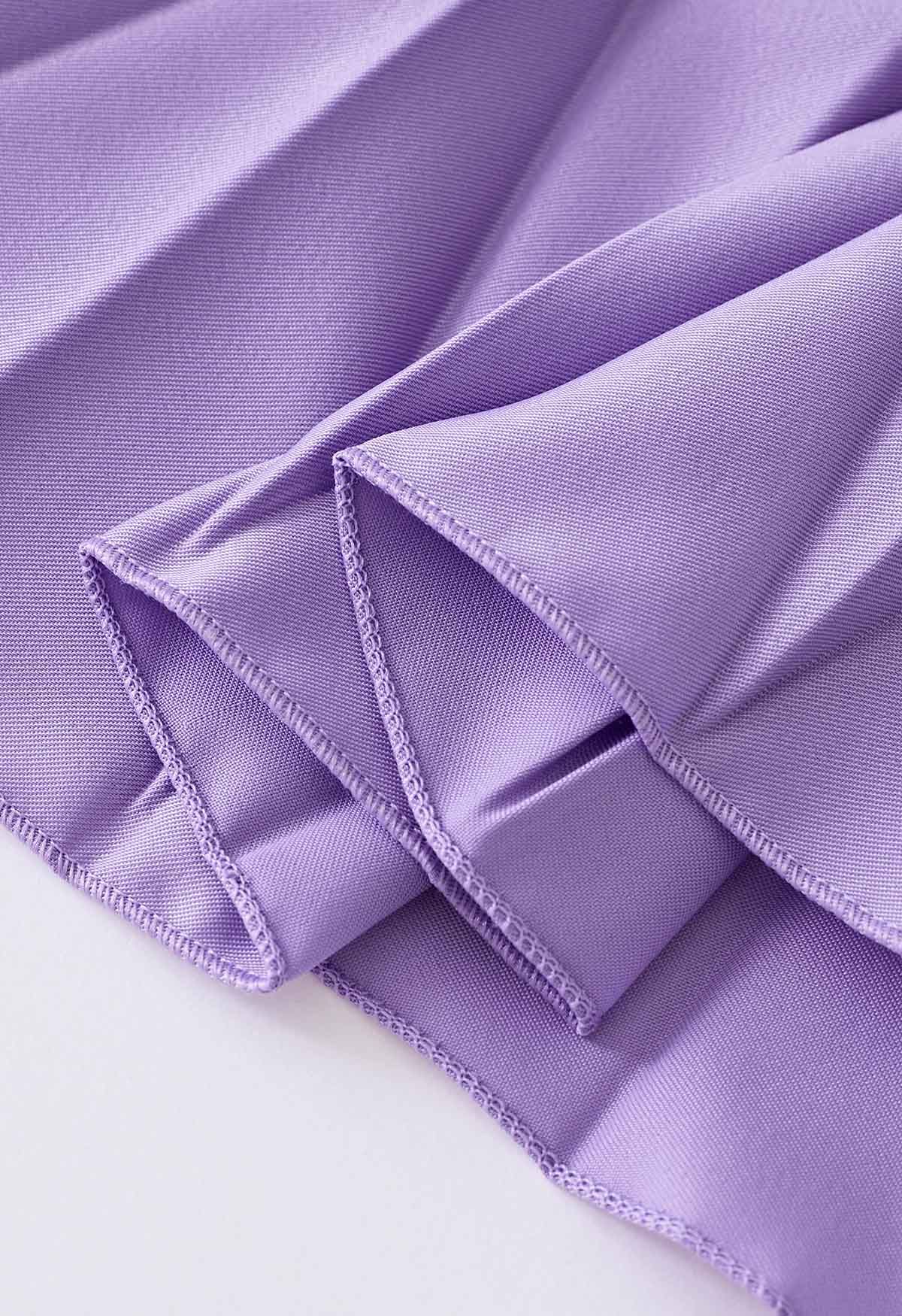 Irregular Pleated Midi Skirt in Lilac