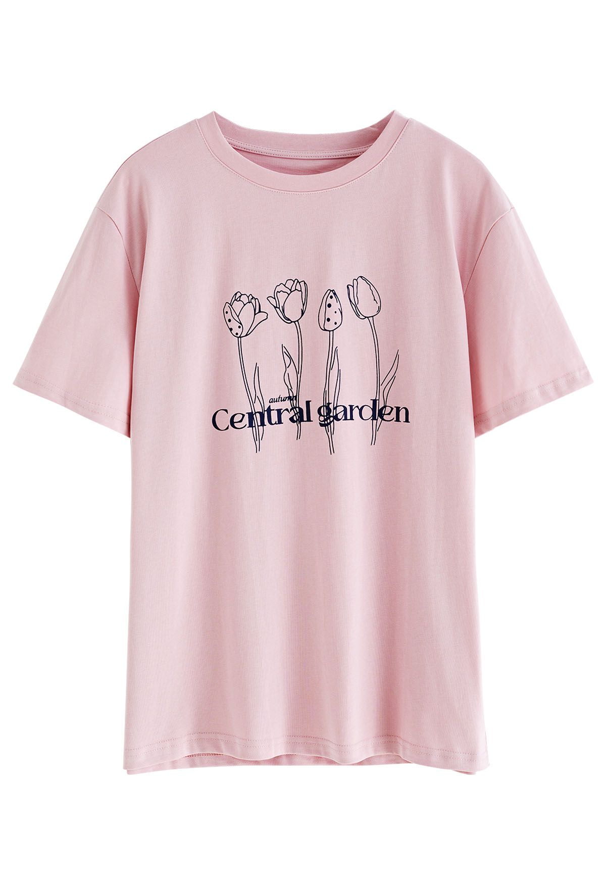 Central Garden Crew Neck T-Shirt in Pink