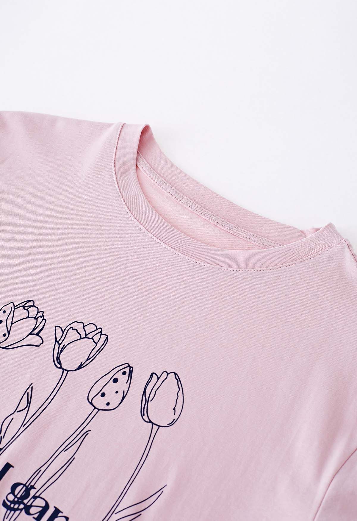 Central Garden Crew Neck T-Shirt in Pink