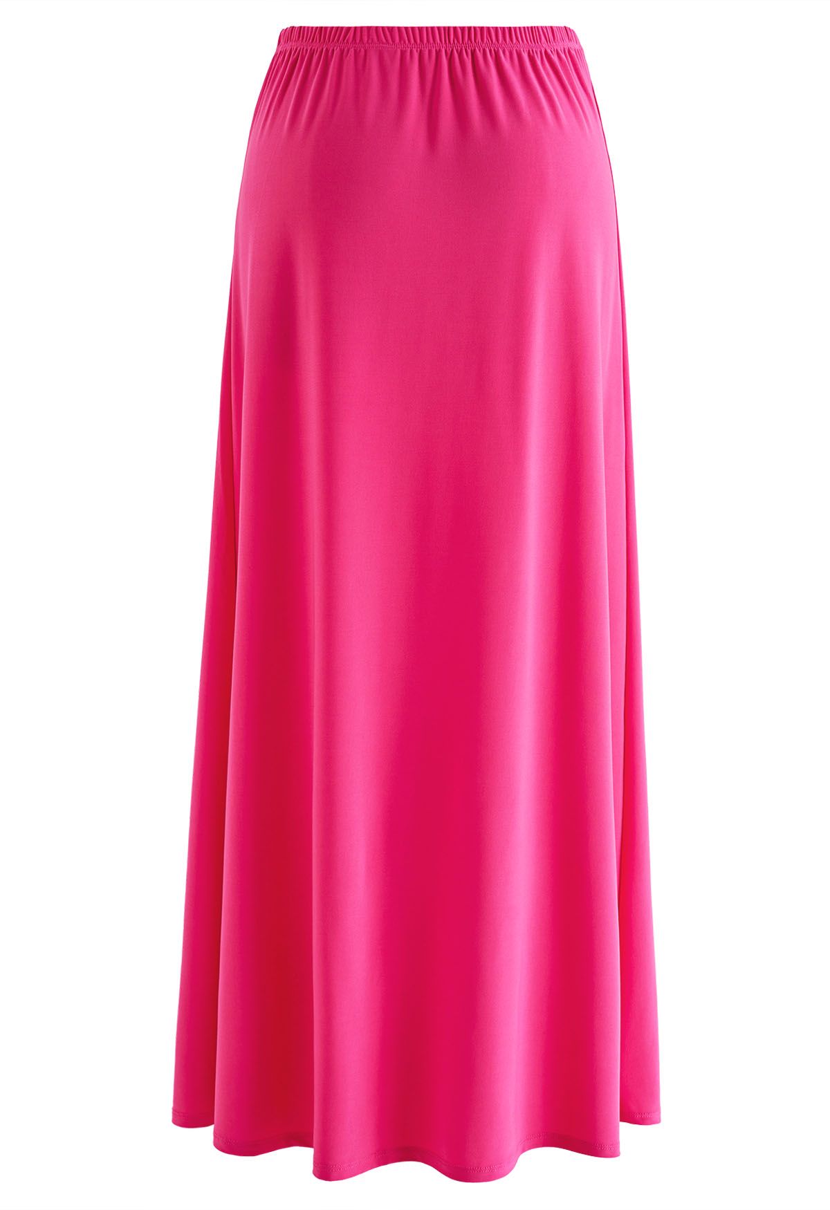 Solid Color Comfy Maxi Skirt in Hot Pink