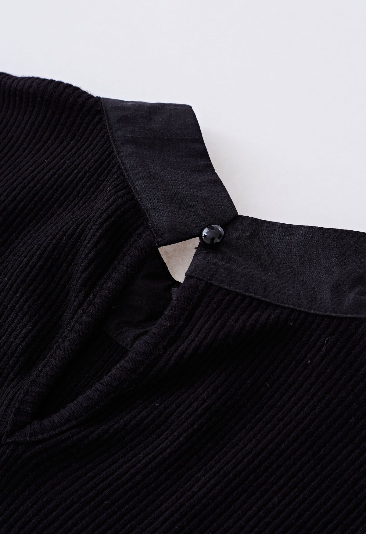 Short Sleeve Detachable Bowknot Spliced Knit Top in Black - Retro ...