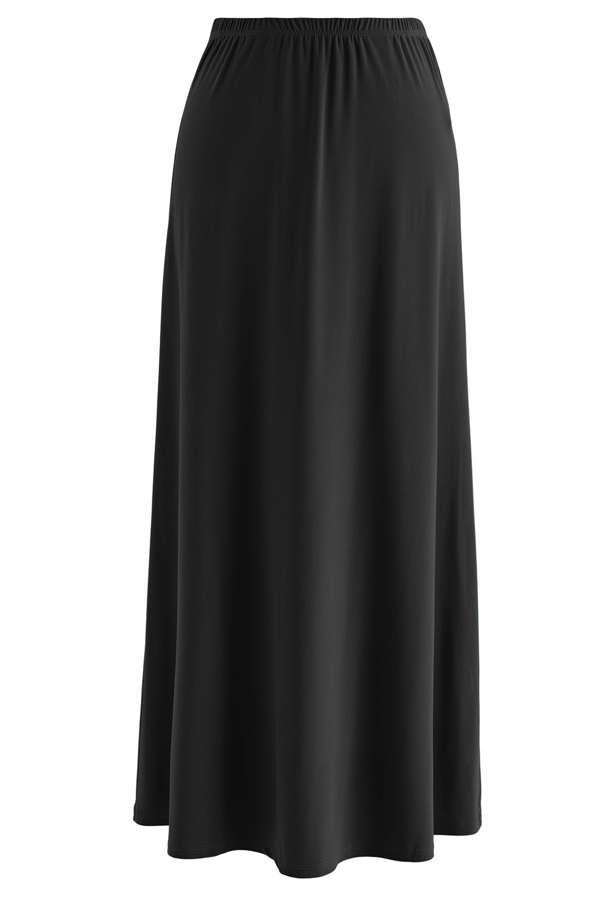 Solid Color Comfy Maxi Skirt in Black