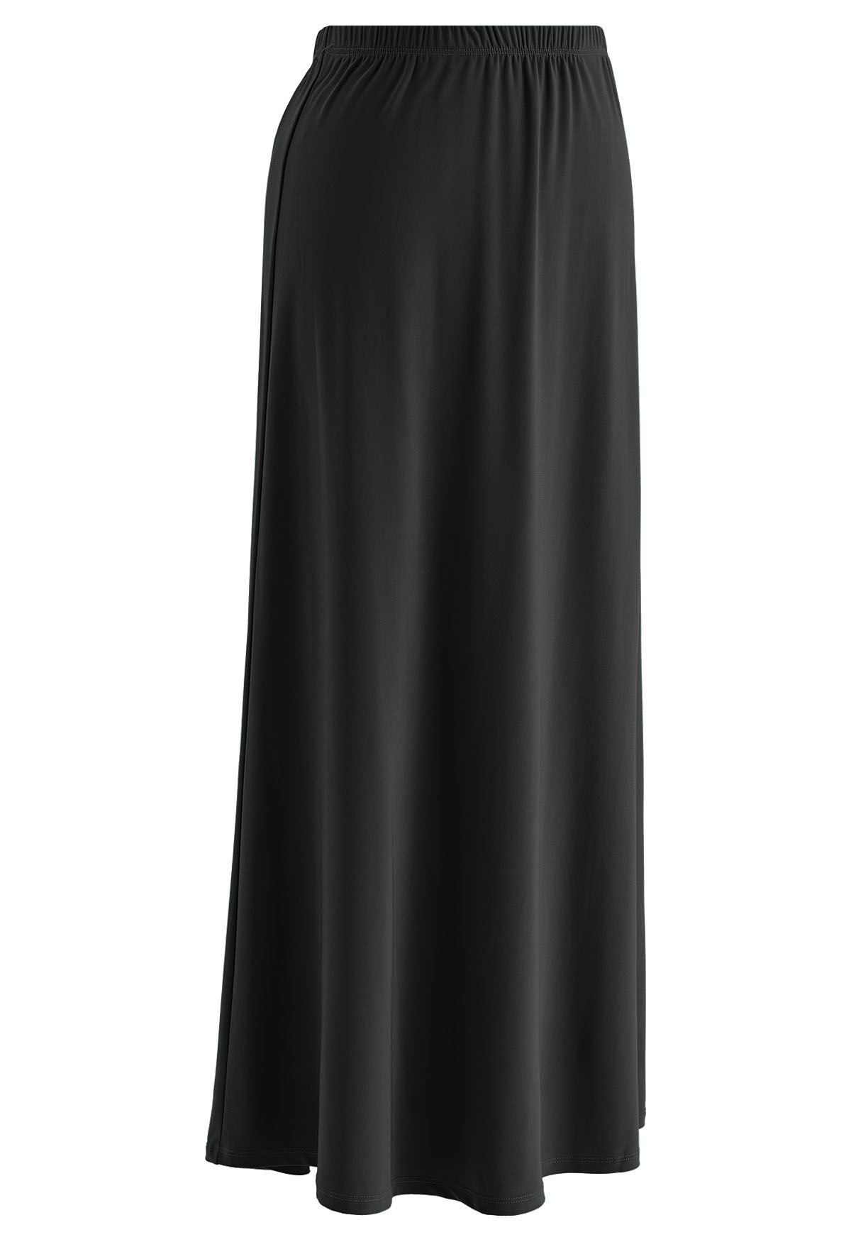 Solid Color Comfy Maxi Skirt in Black