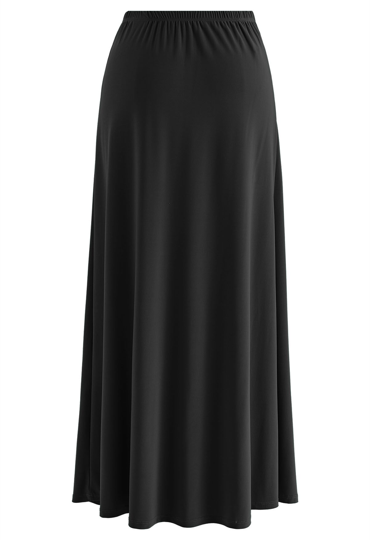 Solid Color Comfy Maxi Skirt in Black