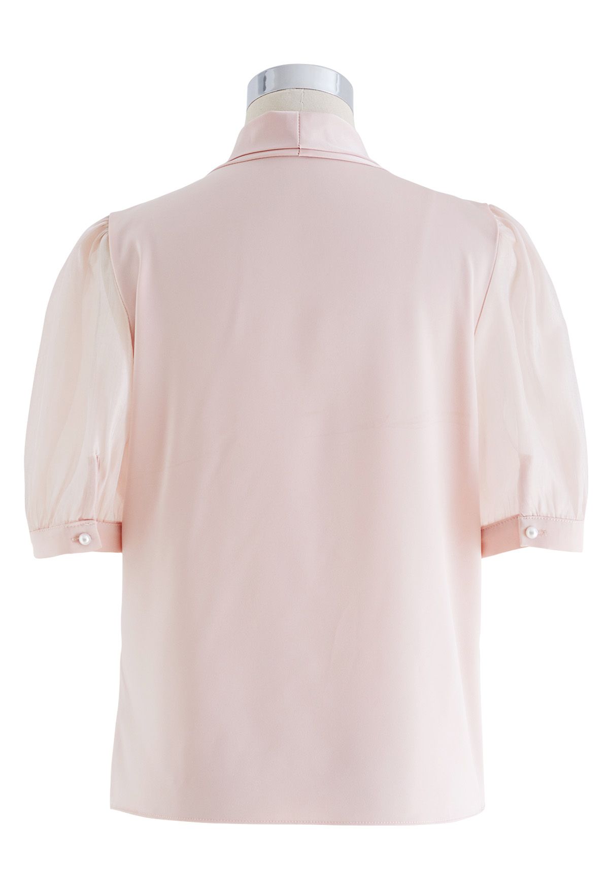 Wrap Front Short-Sleeve Spliced Top in Pink