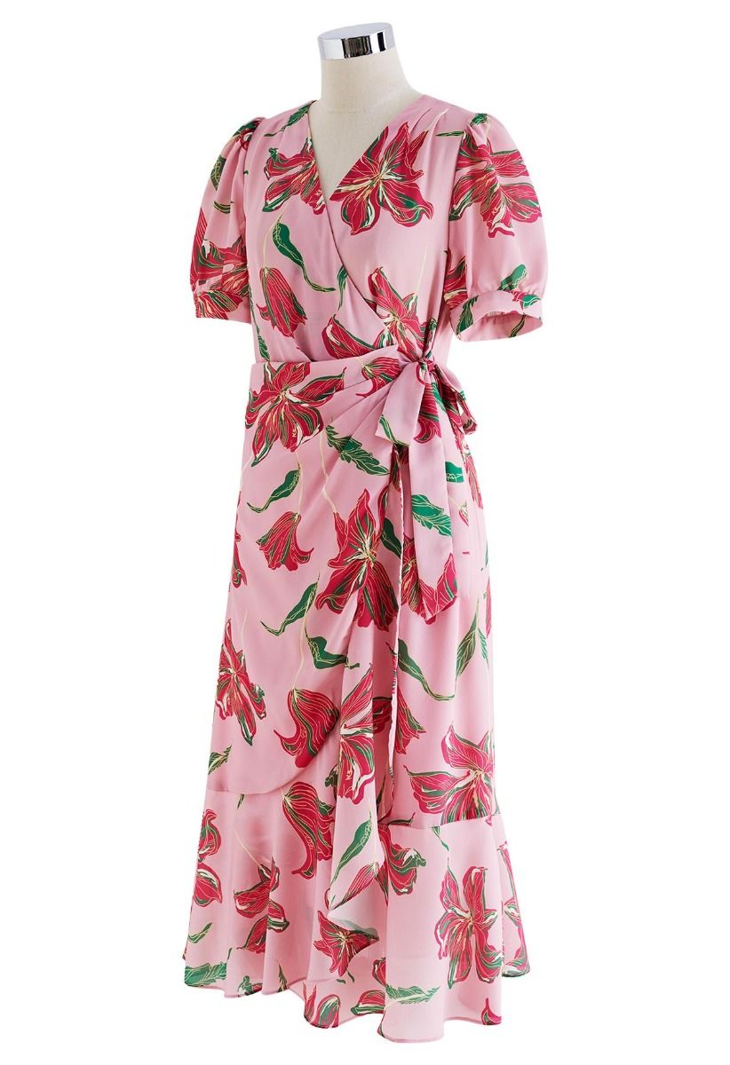 Stunning Lily Chiffon Wrap Midi Dress