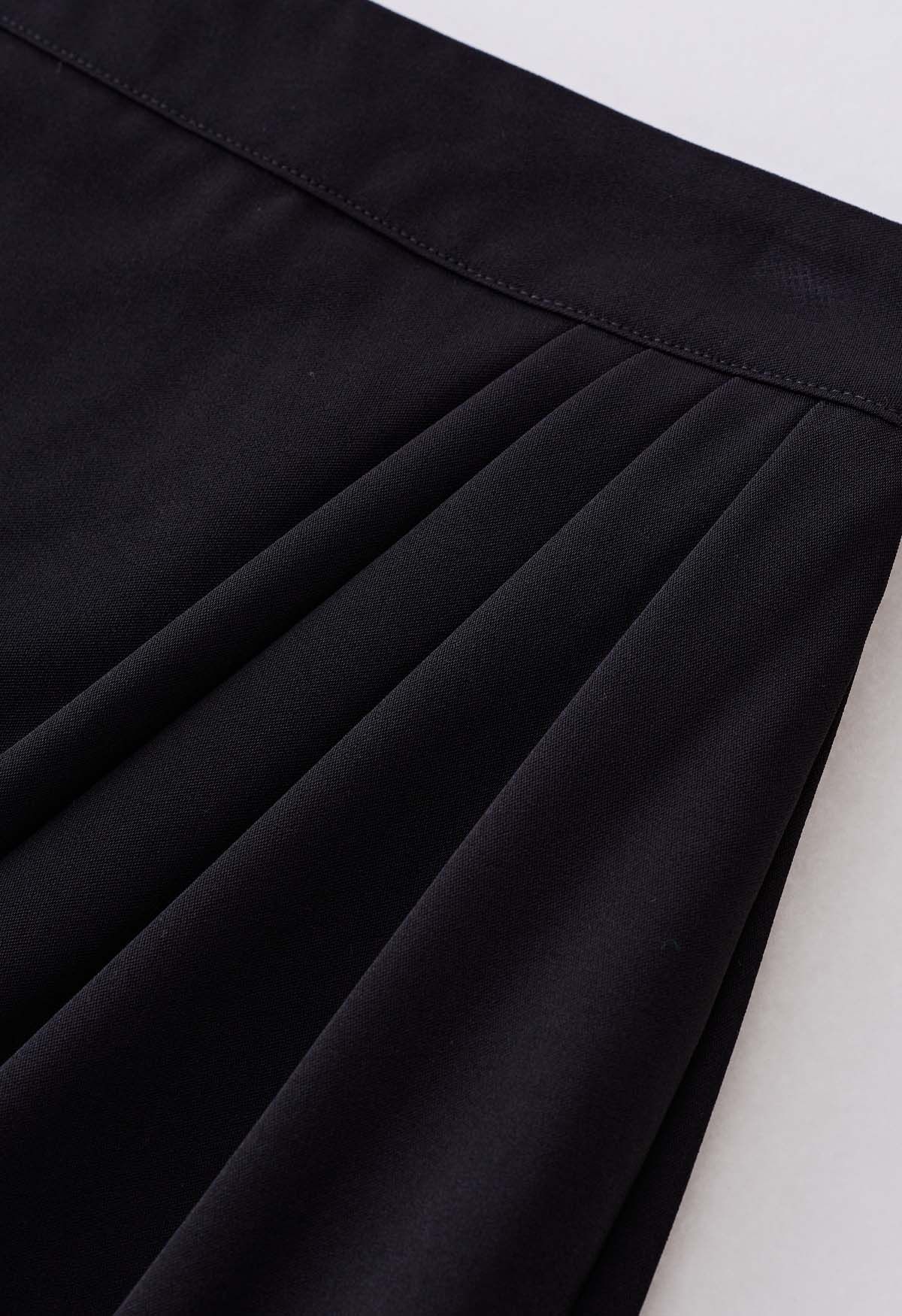 Side Pleated Tulip Midi Skirt in Black - Retro, Indie and Unique Fashion