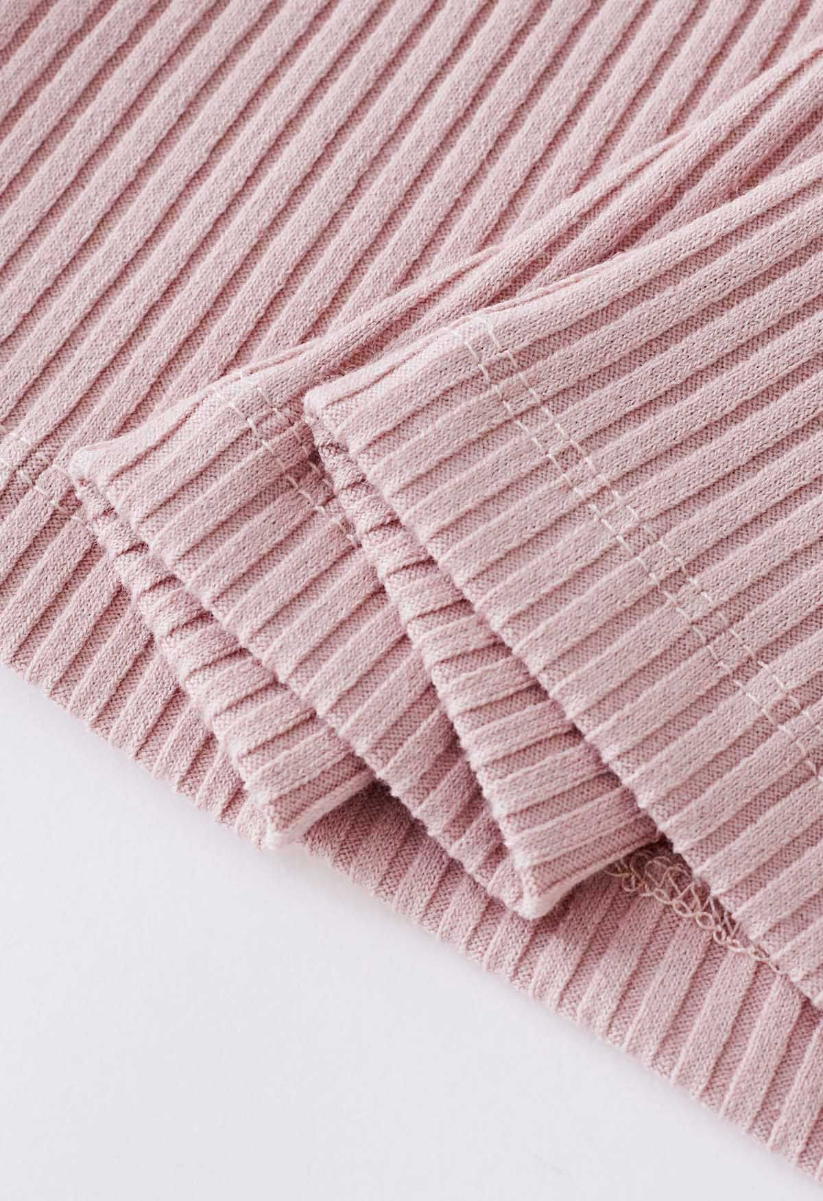 Square Neck Puff Shoulder Cotton Top in Pink