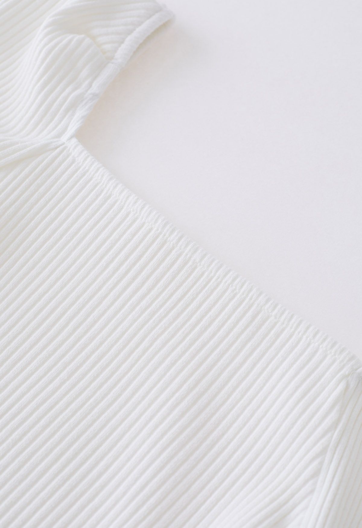 Square Neck Puff Shoulder Cotton Top in White