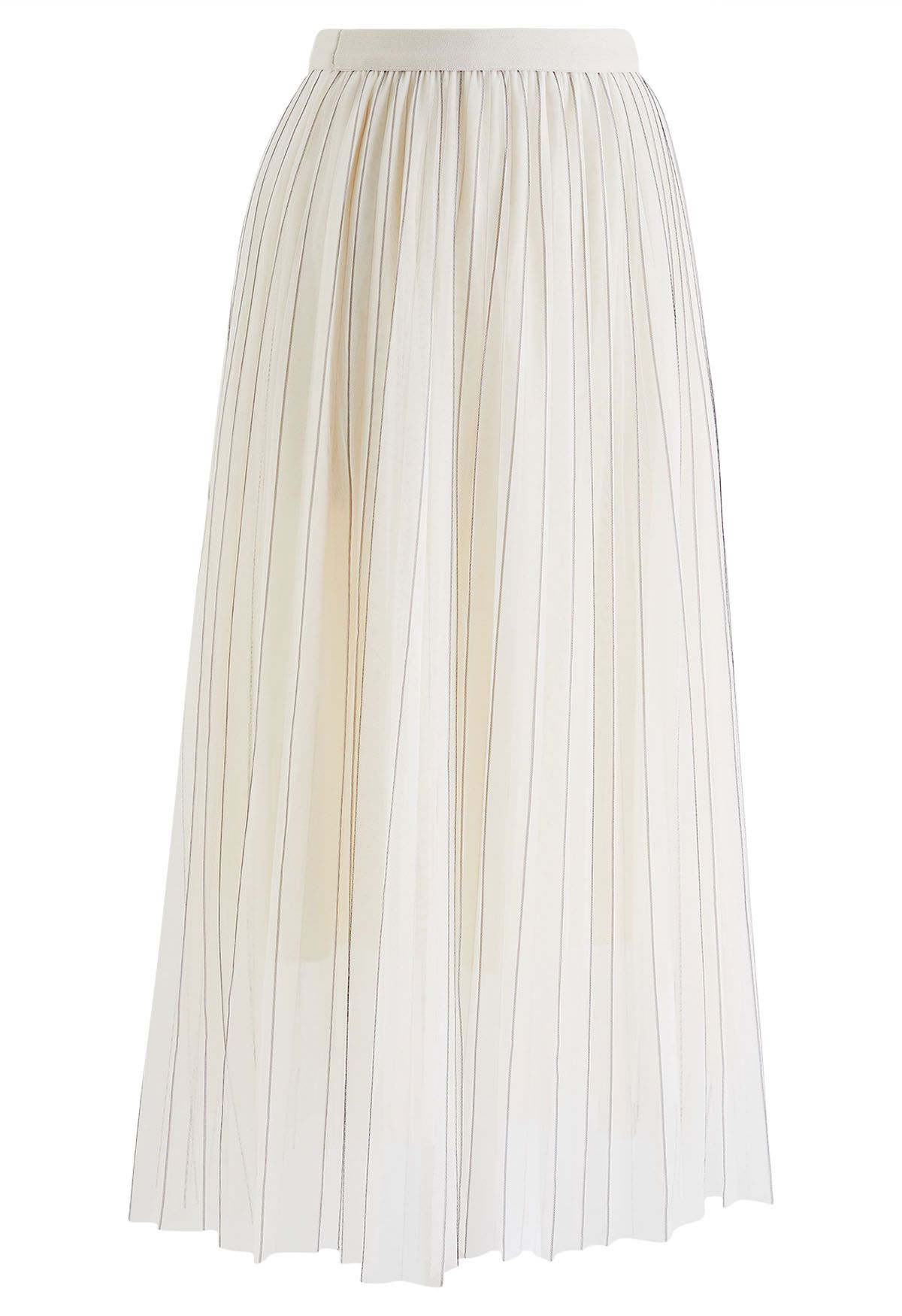 Clarisa Cream White Tulle Skirt - Midi Regular Midi (23.5) / Custom Plus Size