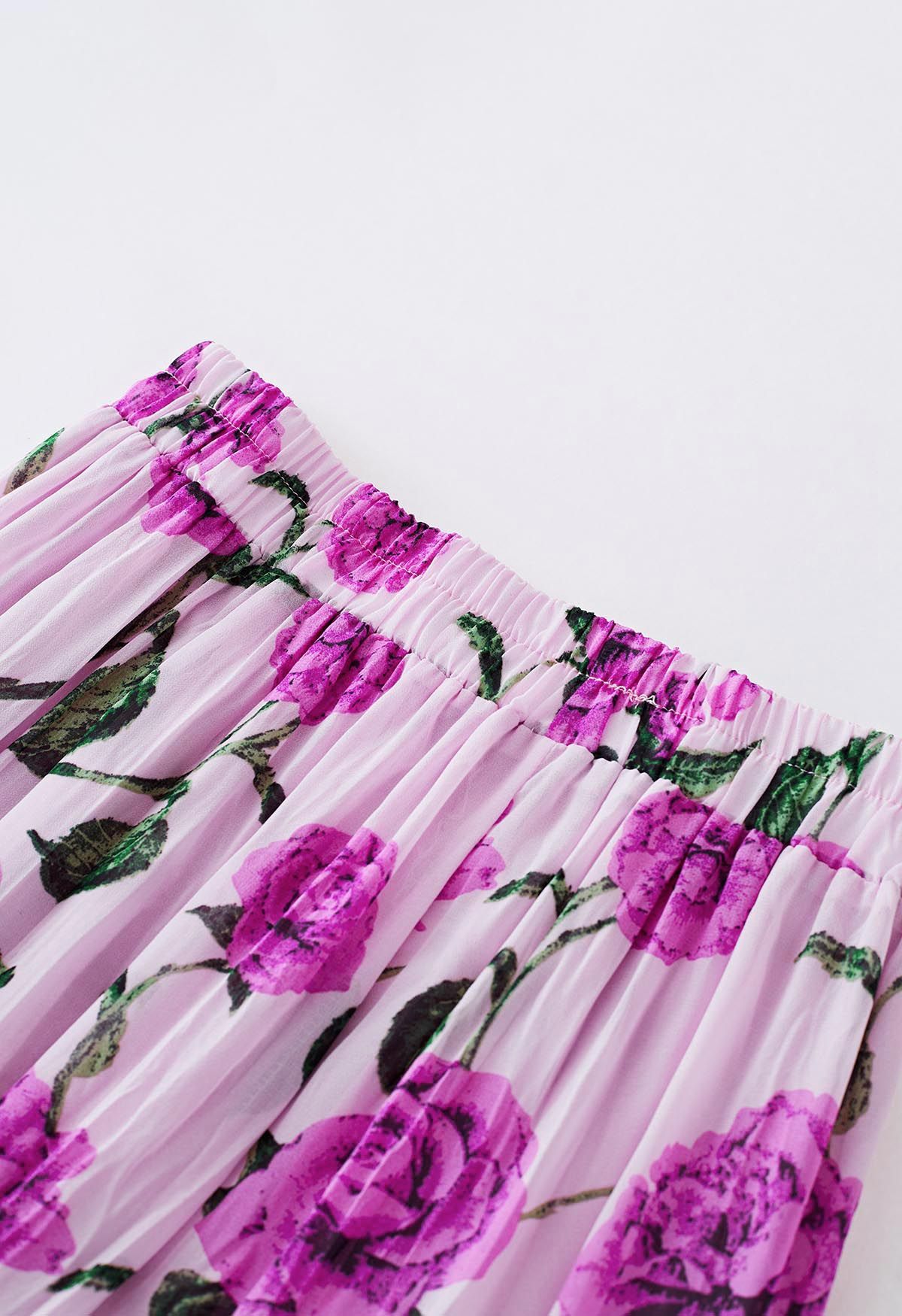 Violet Floral Printed Chiffon Maxi Skirt in Lilac