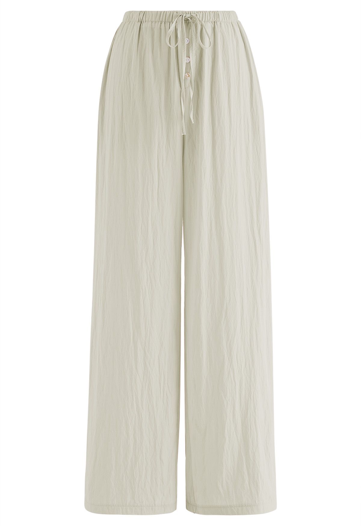 Elastic Drawstring Waist Straight Leg Pants in Sage