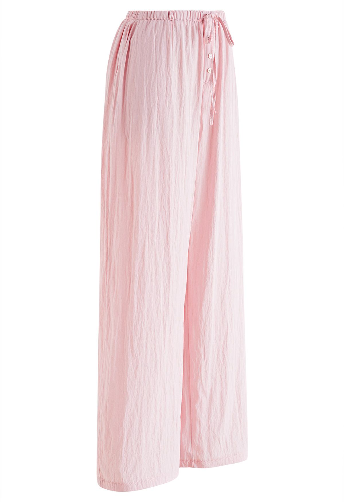 Elastic Drawstring Waist Straight Leg Pants in Pink