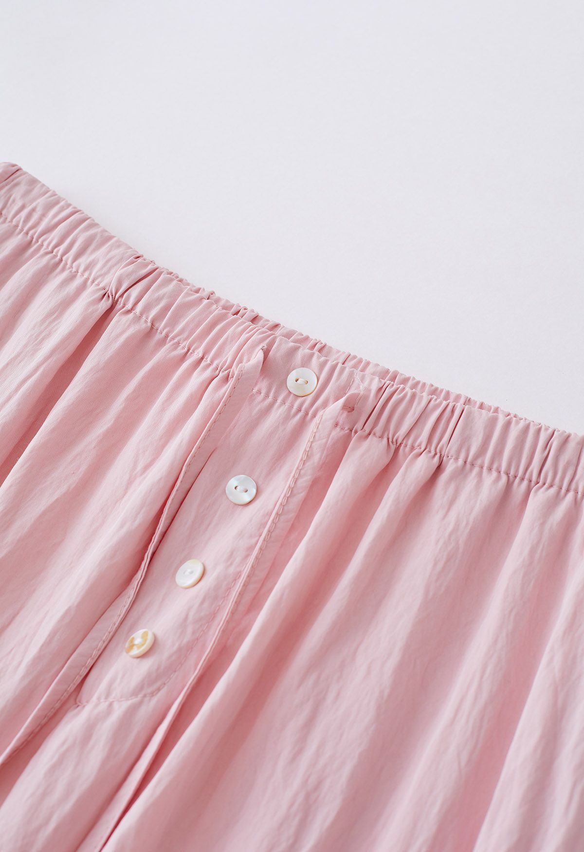 Elastic Drawstring Waist Straight Leg Pants in Pink