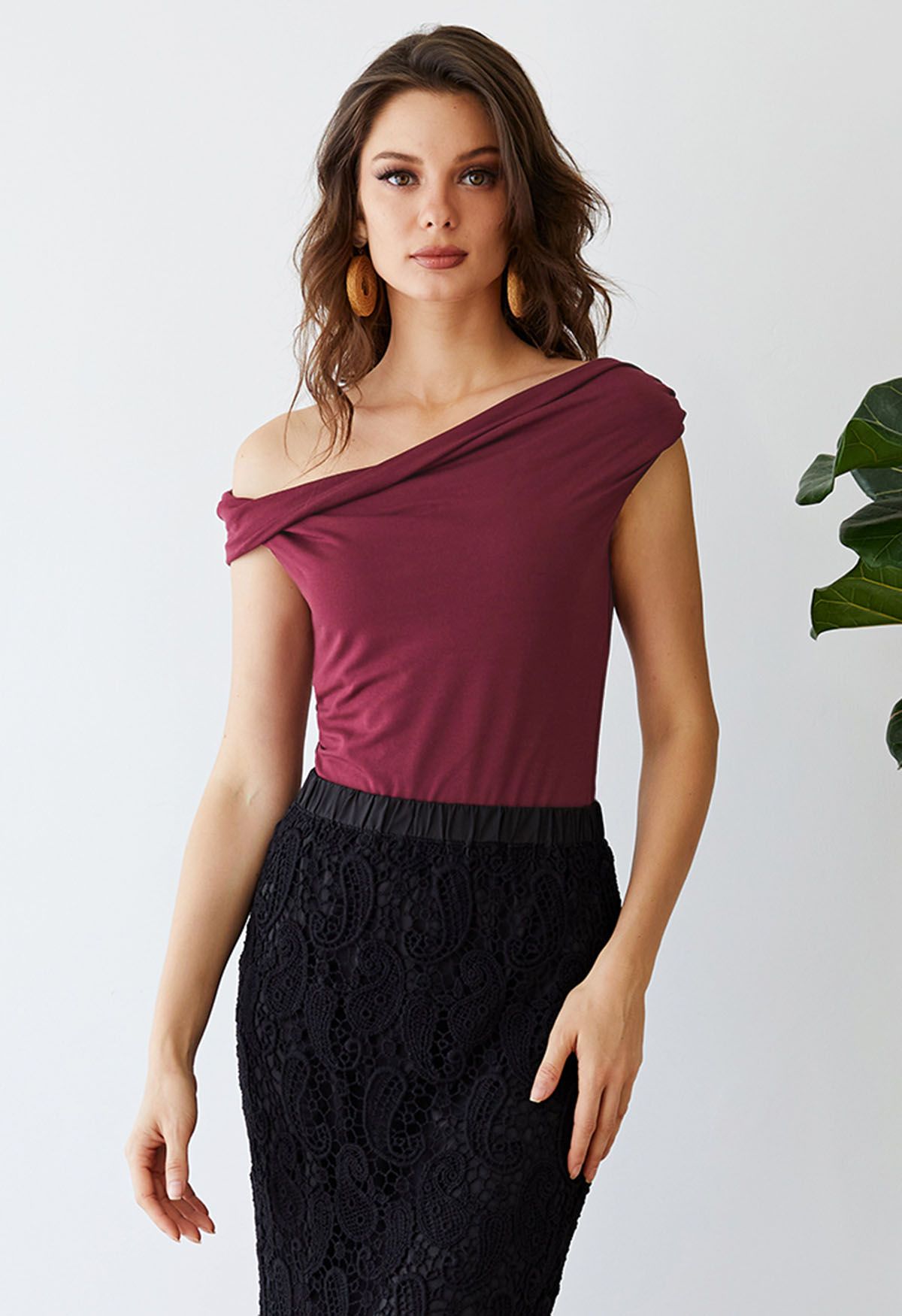 Maroon off shoulder discount top