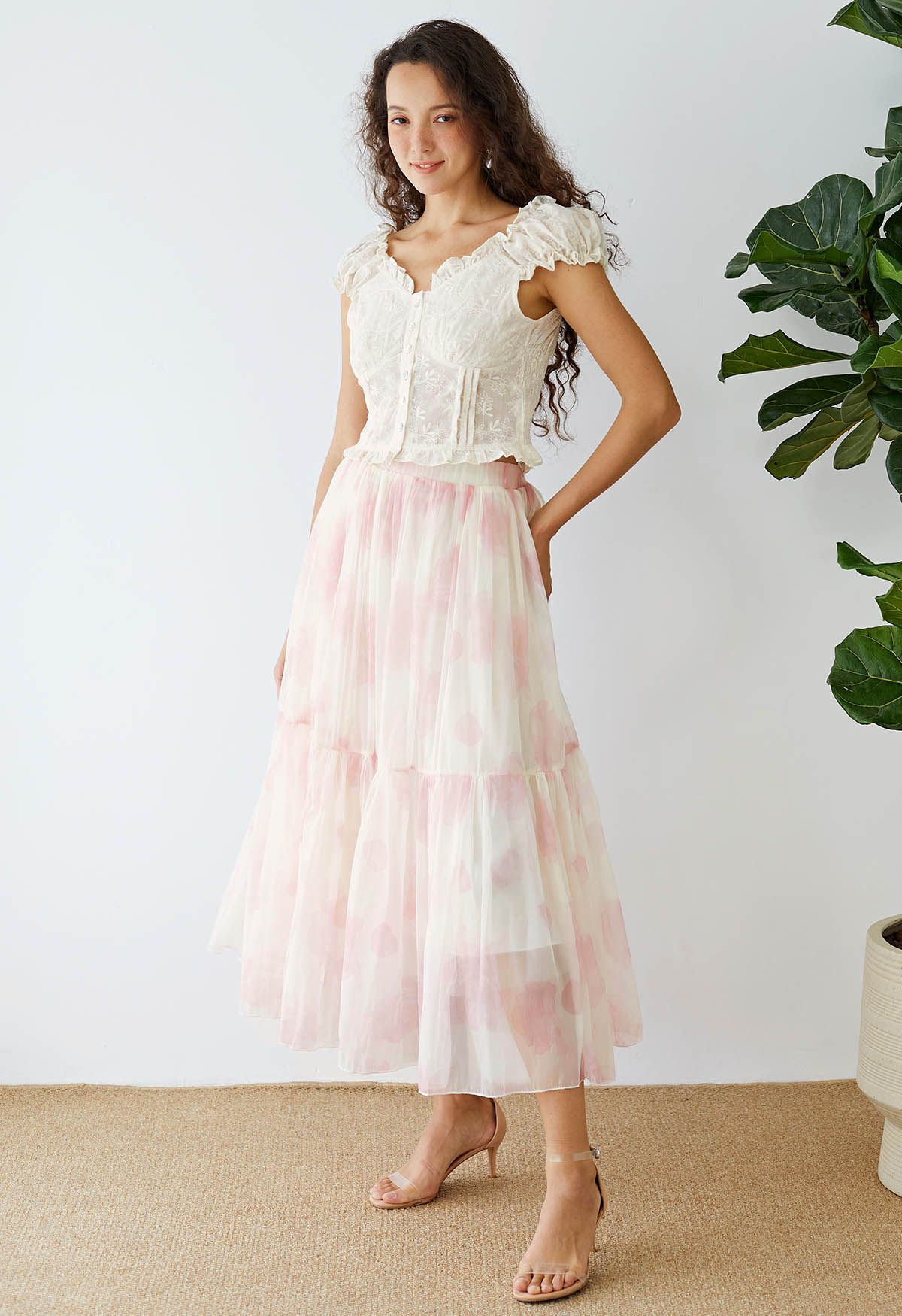 Can't Let Go Sheer Maxi Skirt in Pink Rose