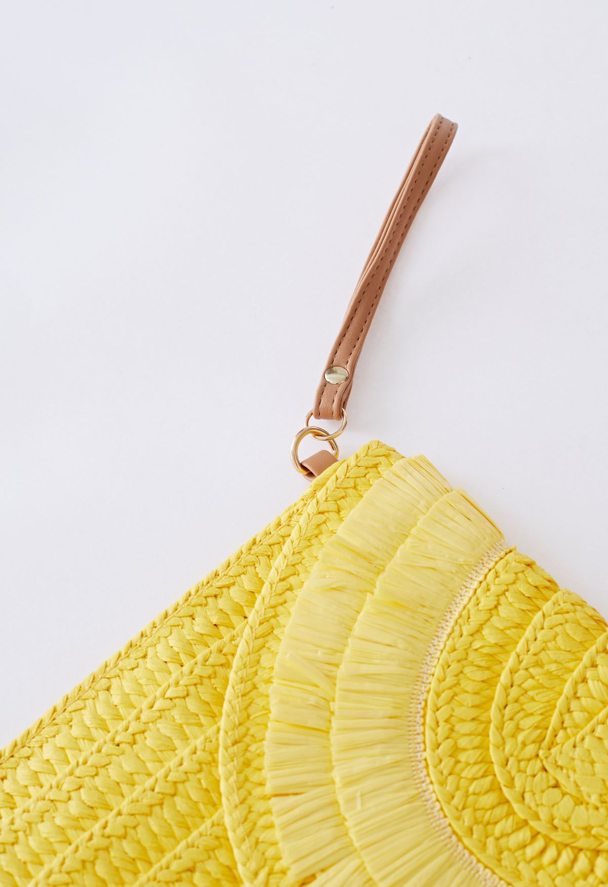 Raffia Solid Color Envelope Bag in Yellow