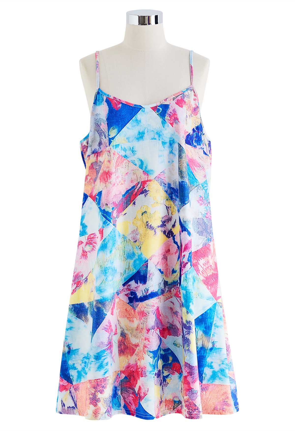 Fairytale Garden Chiffon Sleeveless Dress in Blue