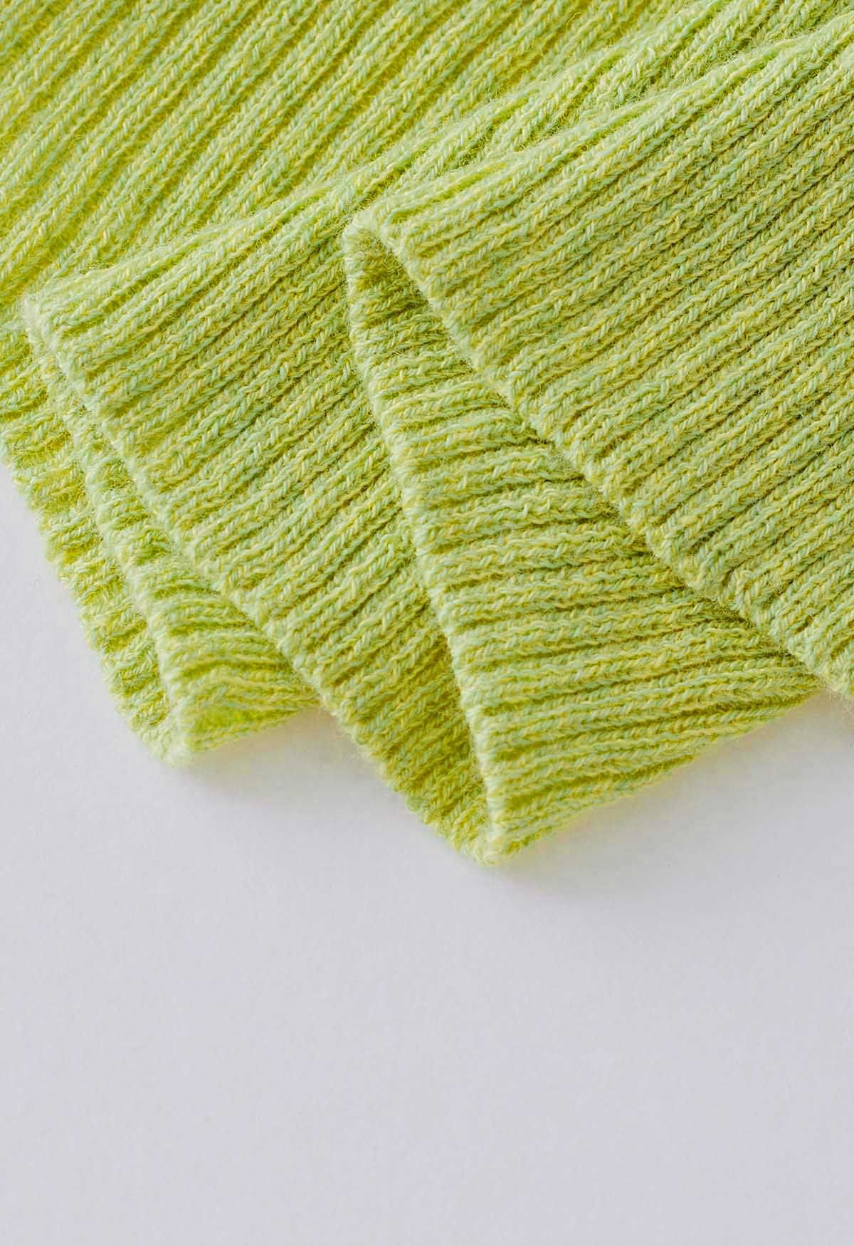 Back Drawstring Sleeveless Knit Top in Lime