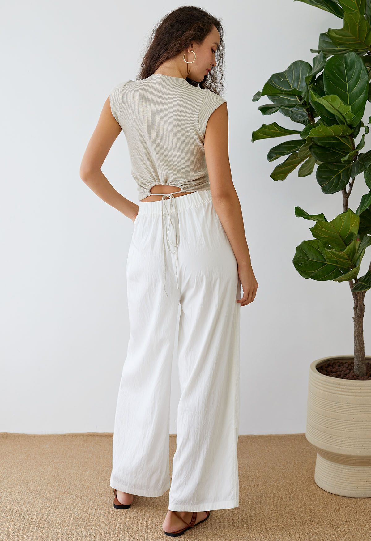 Breezy Ease Wide-Leg Pants in White