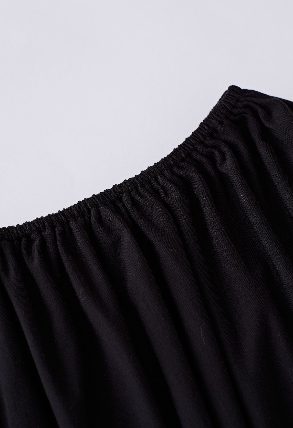 One Shoulder Drawstring Ruched Top in Black