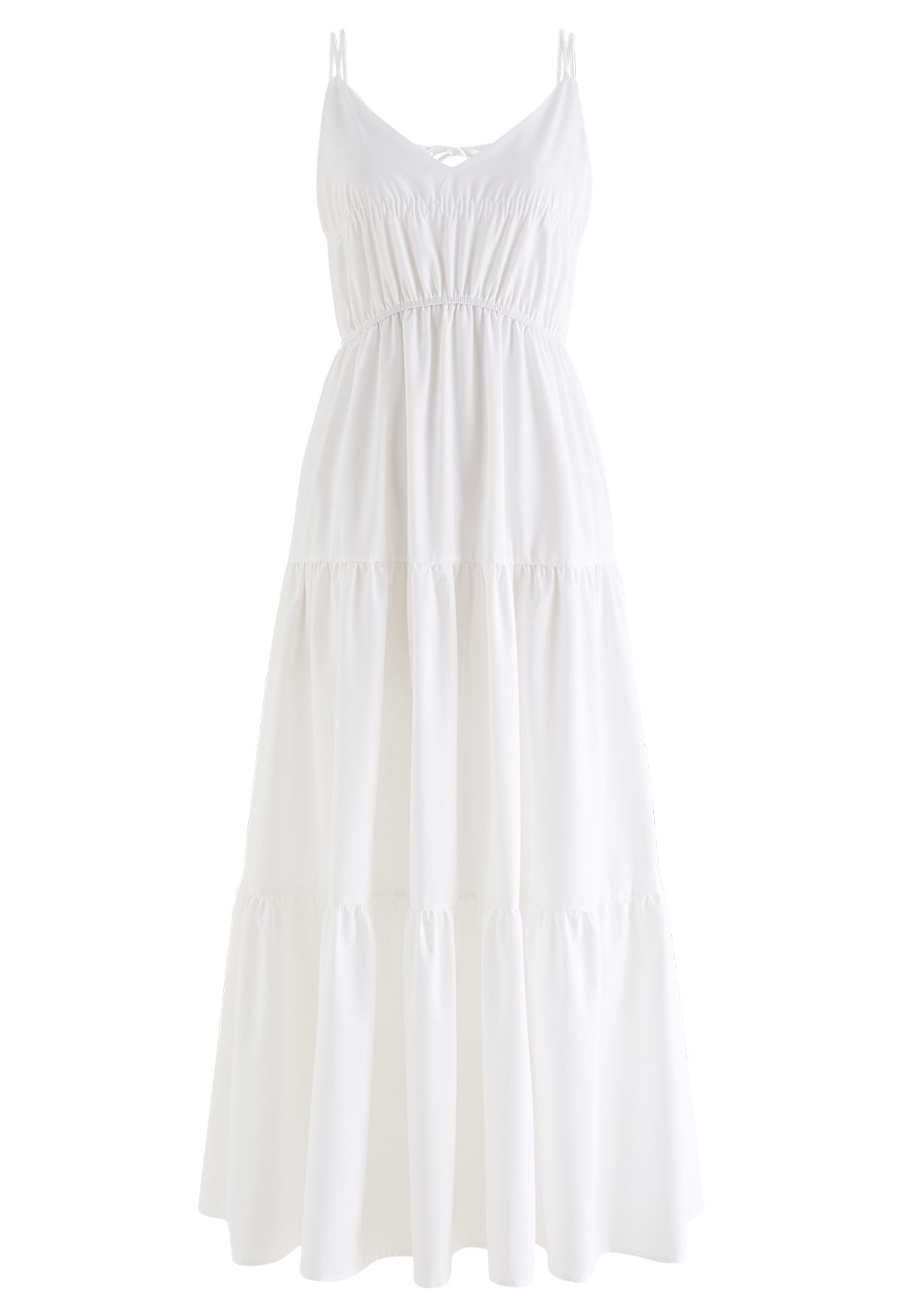 Double Straps Tie-Back Cami Dress in White