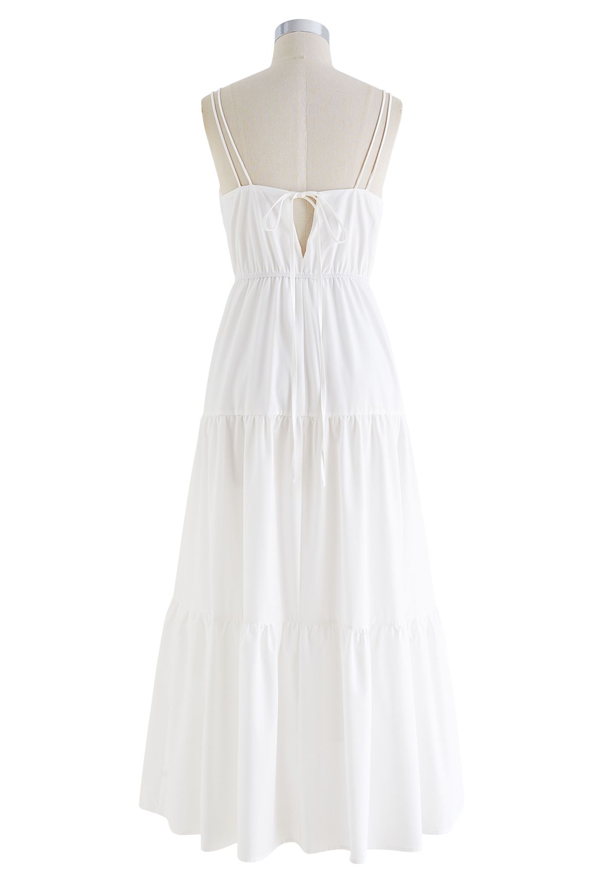 Double Straps Tie-Back Cami Dress in White