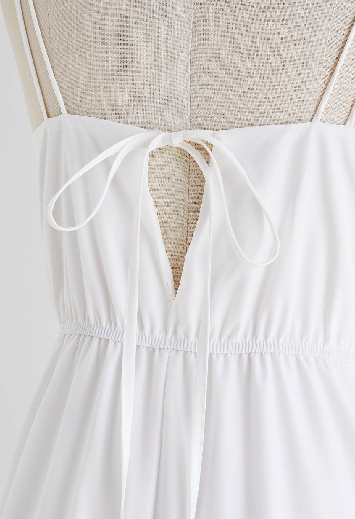 Double Straps Tie-Back Cami Dress in White