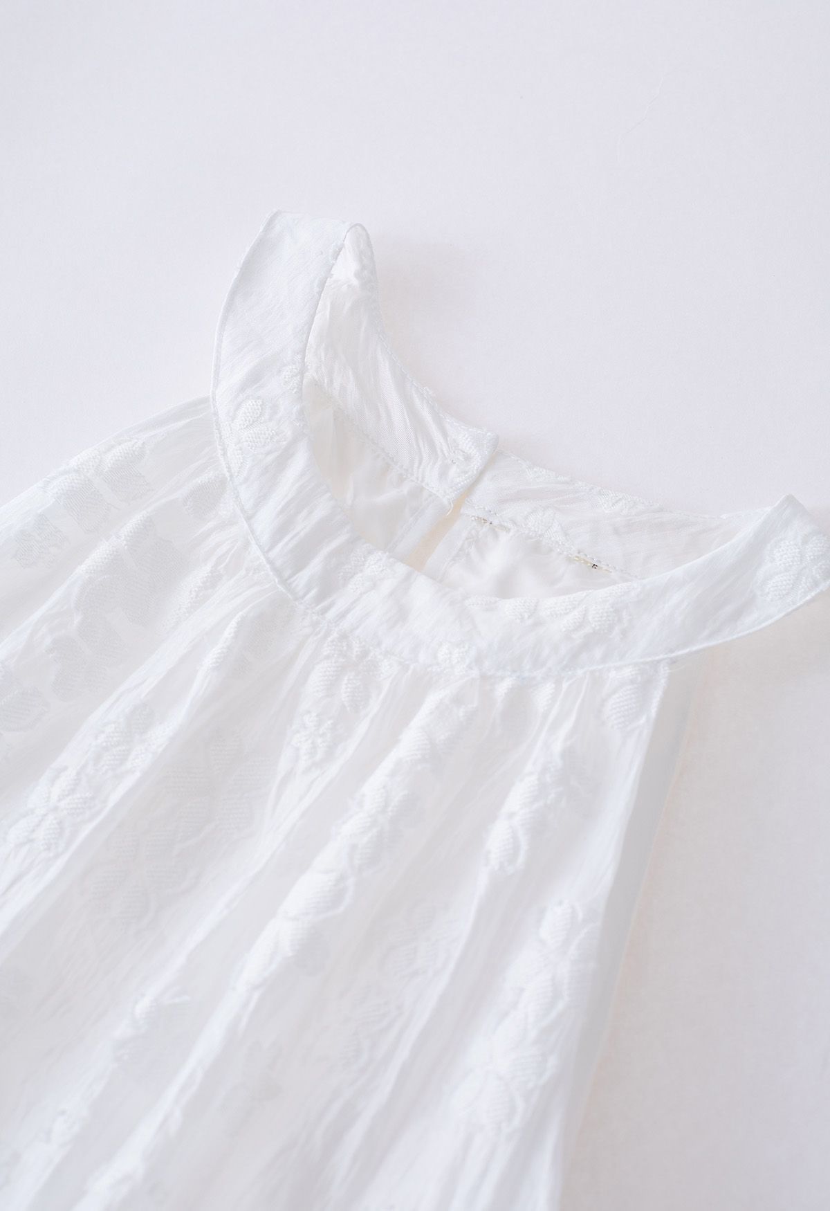 Breezy Floral Jacquard Halter Neck Midi Dress in White