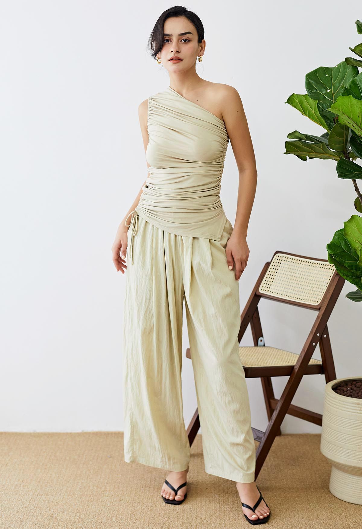 Breezy Ease Wide-Leg Pants in Light Yellow