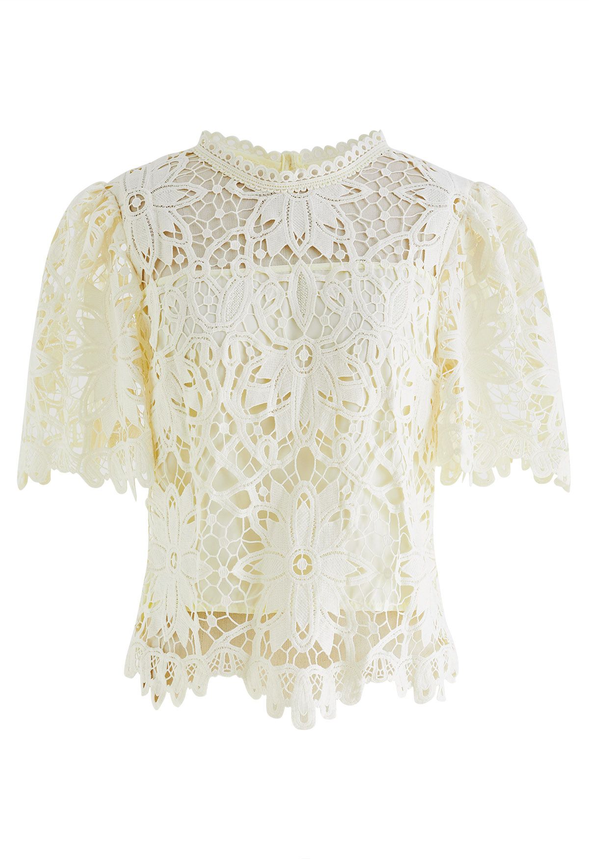 Floral Crochet Lace Top (Ivory)