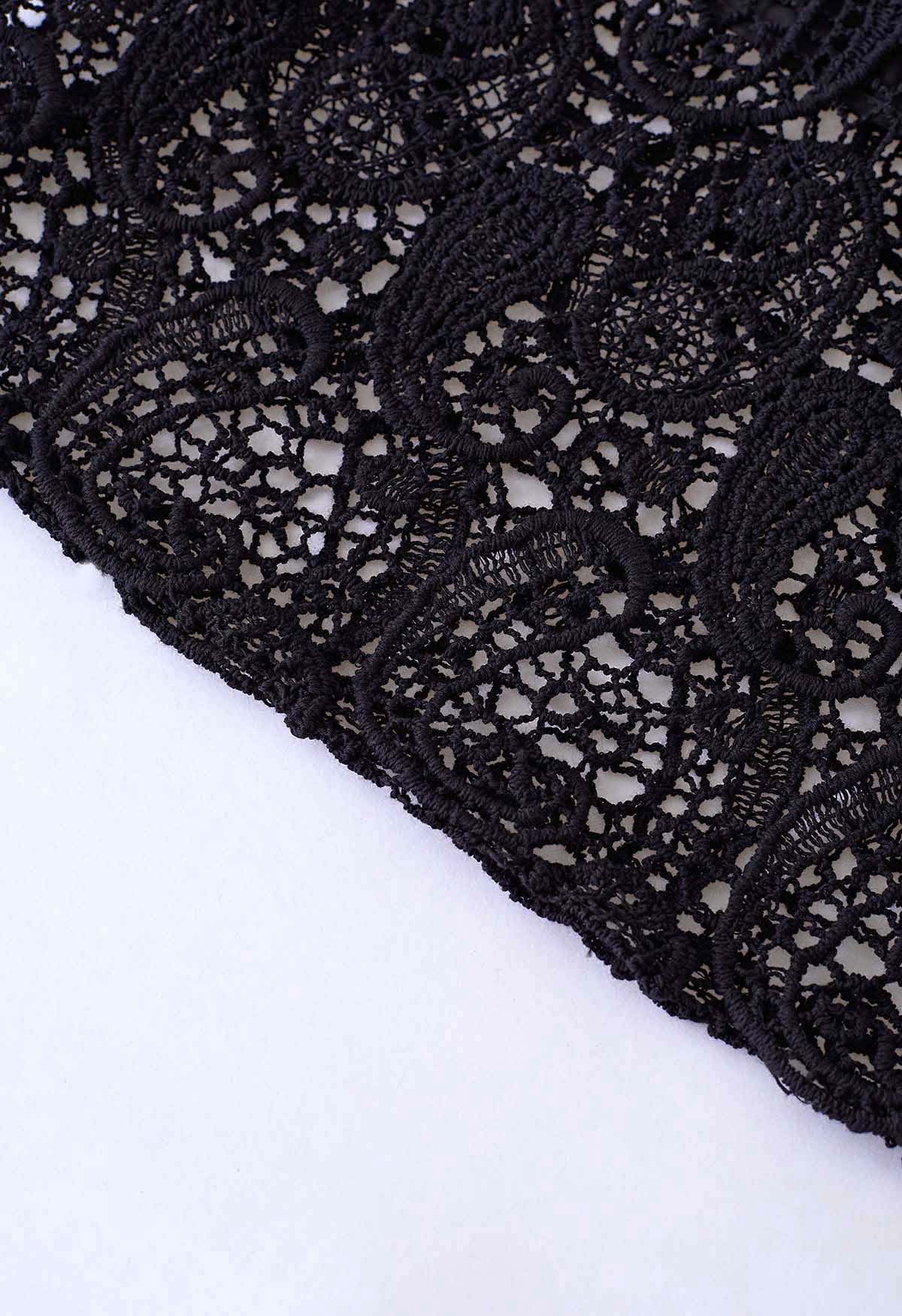 Paisley Cutwork Lace Maxi Skirt in Black - Retro, Indie and Unique Fashion