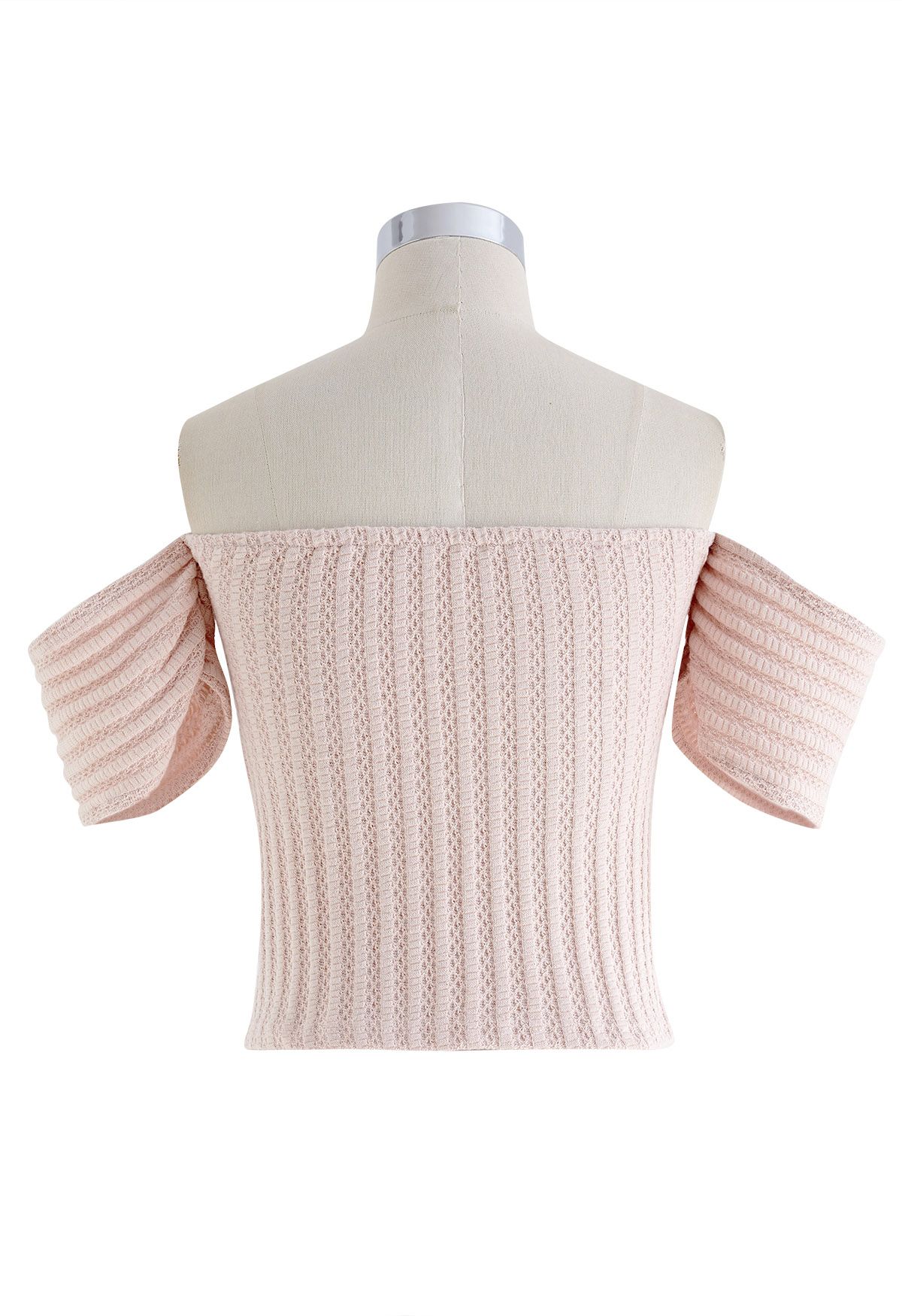 Front Knot Off-Shoulder Crop Top in Pink