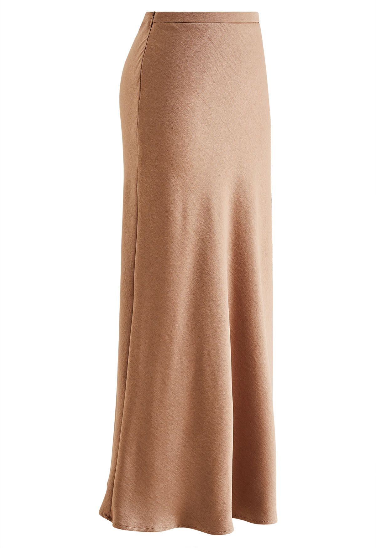 Simple Elegance Solid Color Maxi Skirt in Tan