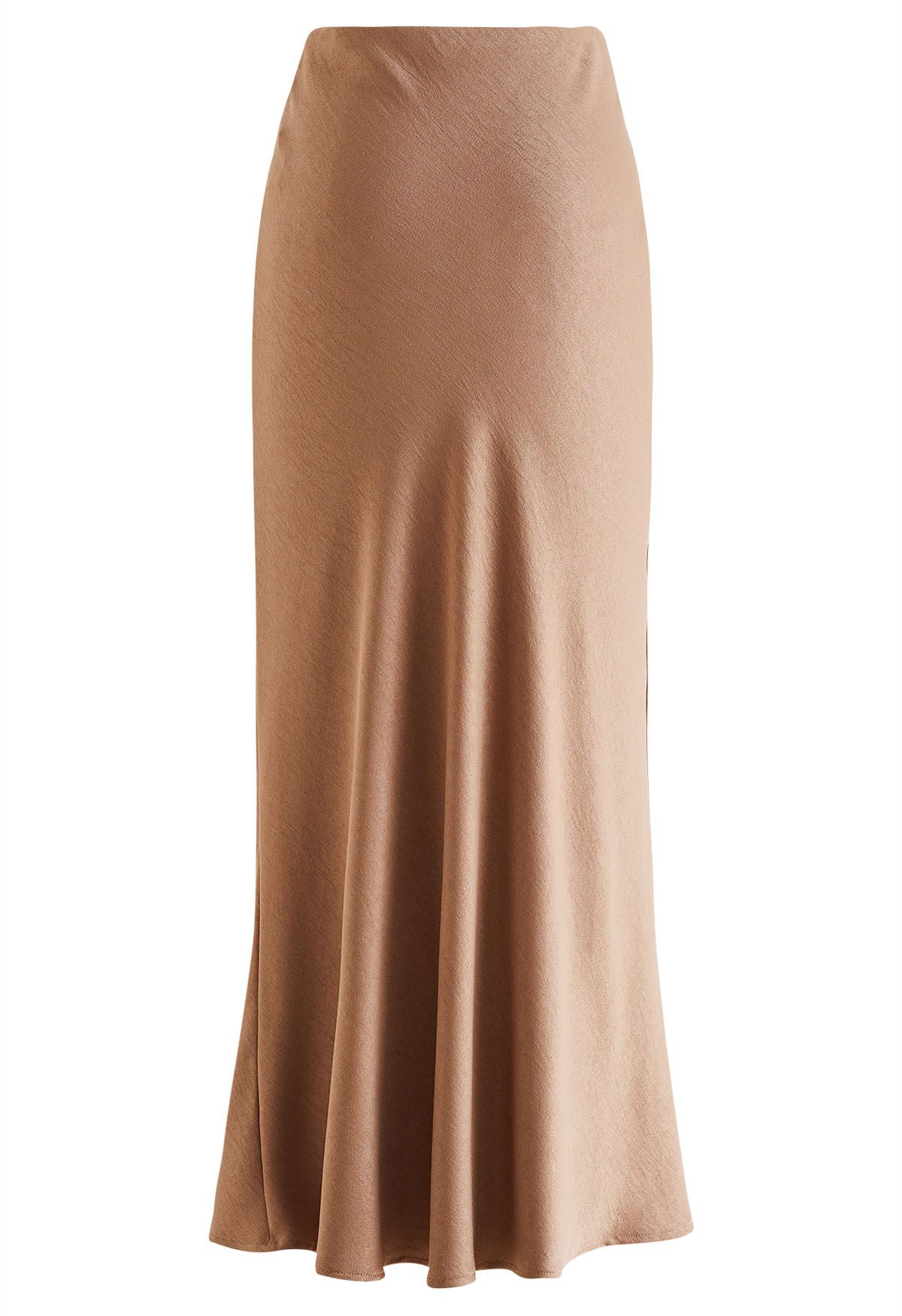 Simple Elegance Solid Color Maxi Skirt in Tan