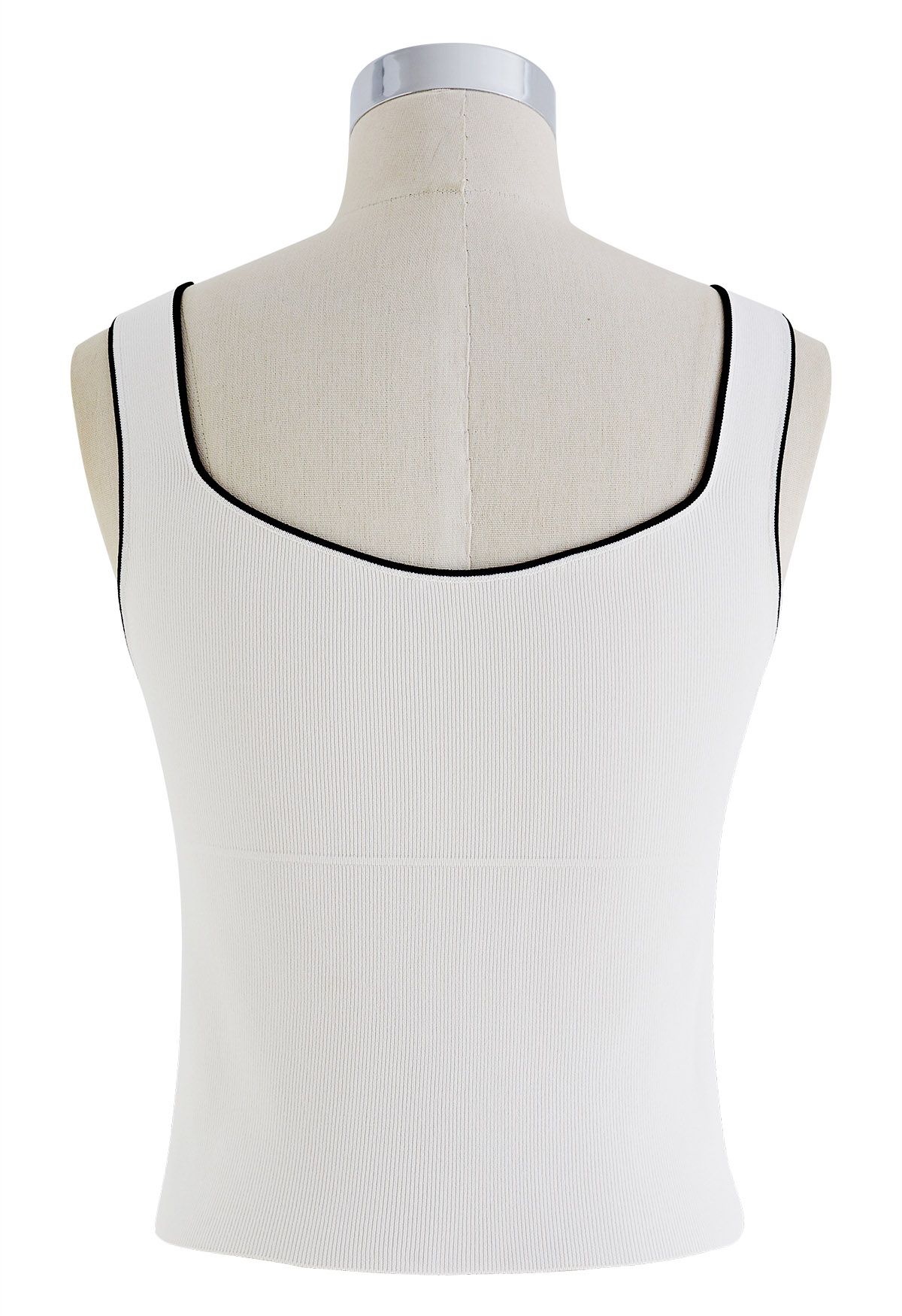 Contrast Edge Crop Tank Top in White