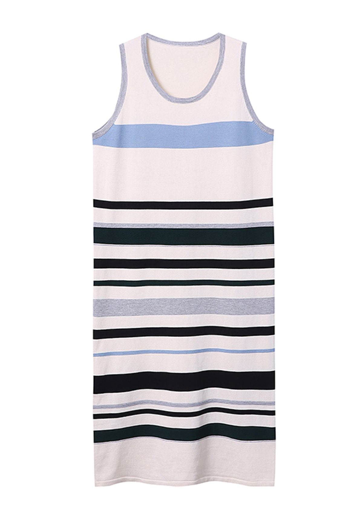 Contrast Striped Sleeveless Knit Dress