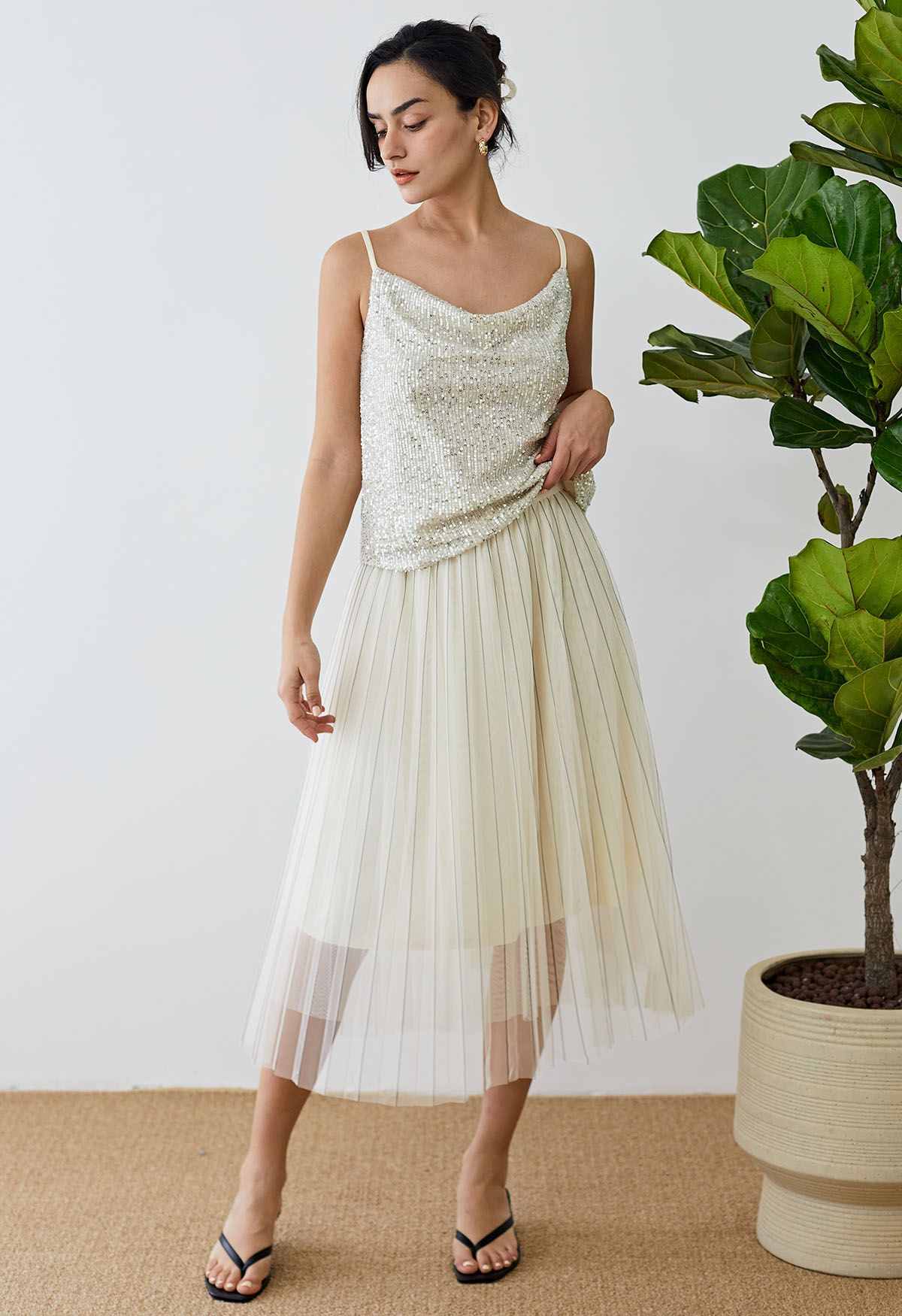 Petite pleated clearance tulle midi skirt